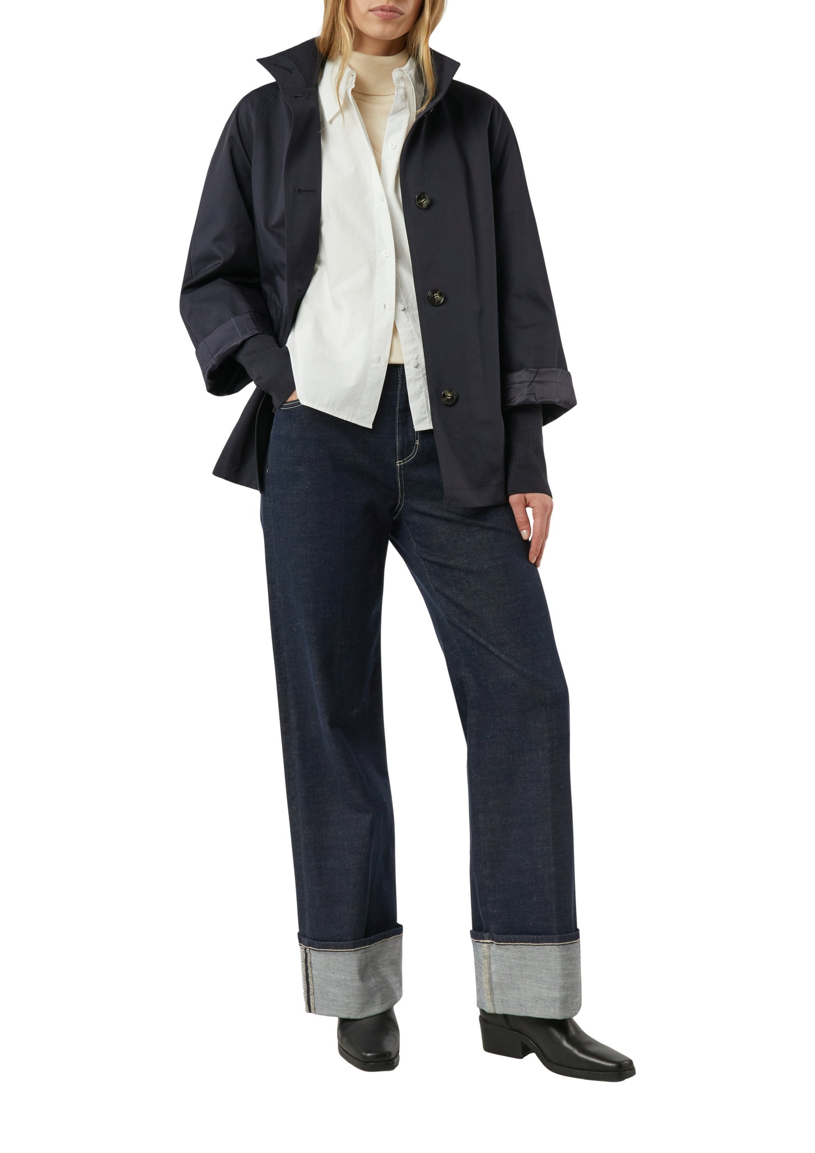Comma Cape-Jacke im Relaxed Fit mit Stehkragen und Rippbündchen #4