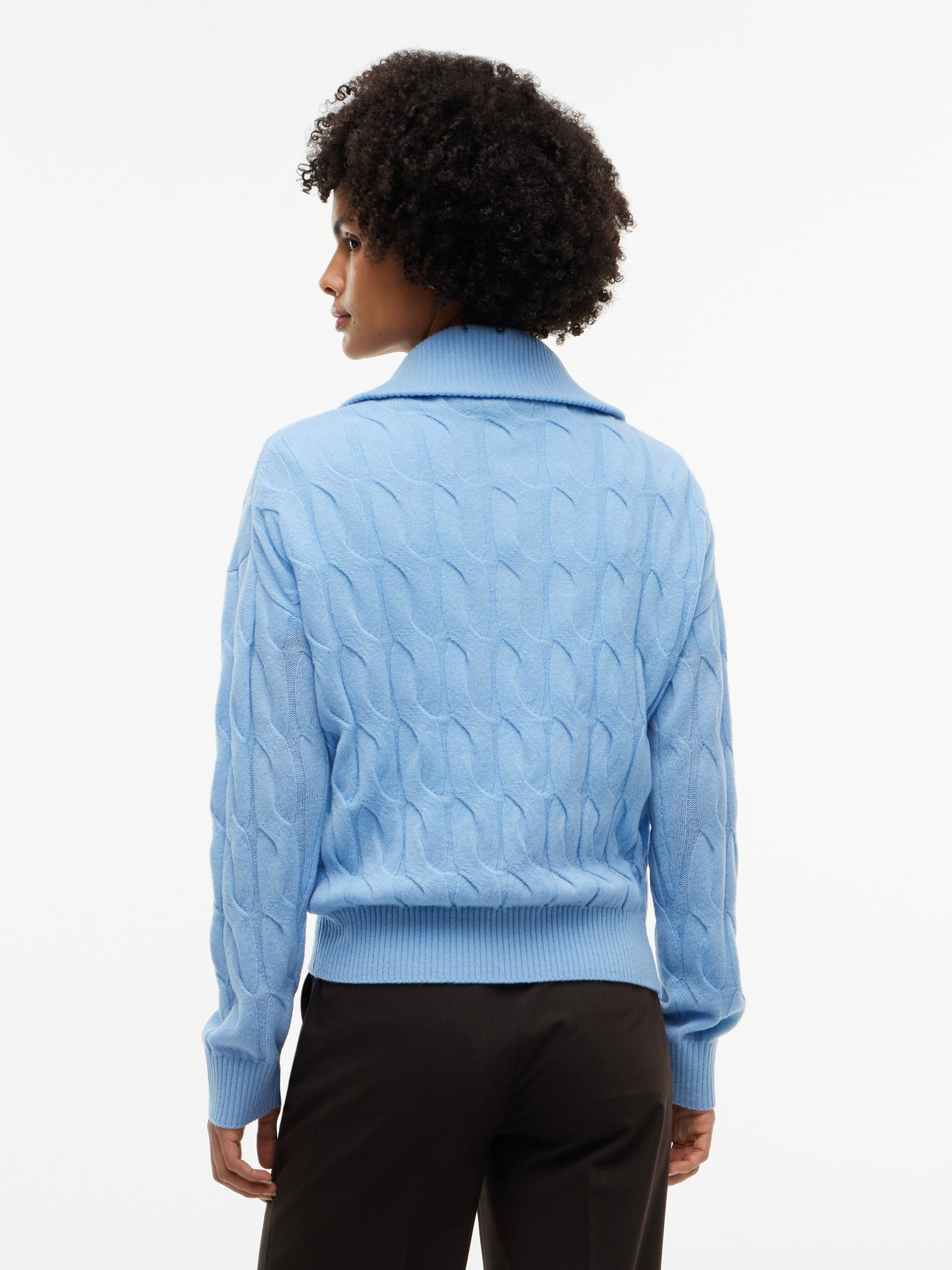 SOFT WOOL CABLE 1/2 ZIP LS SWT, BLUE #4