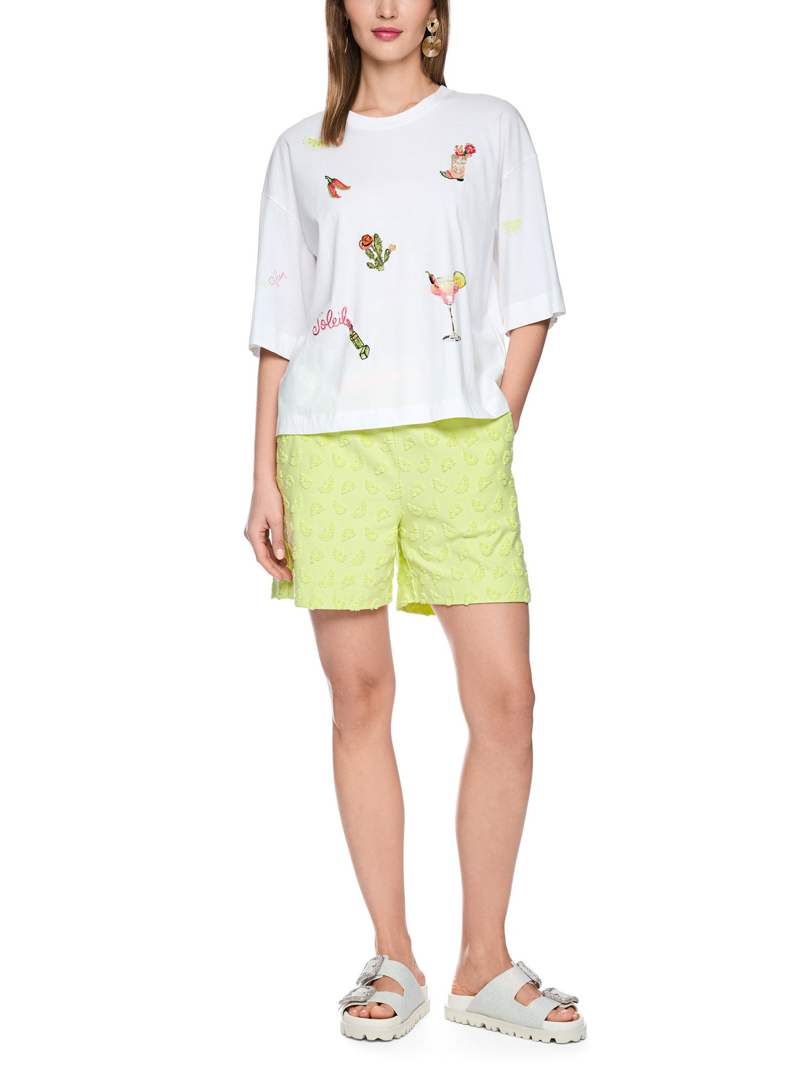 Marc Cain Sports |  Shirt mit 3/4-Ärmeln und Patches | 38 | white