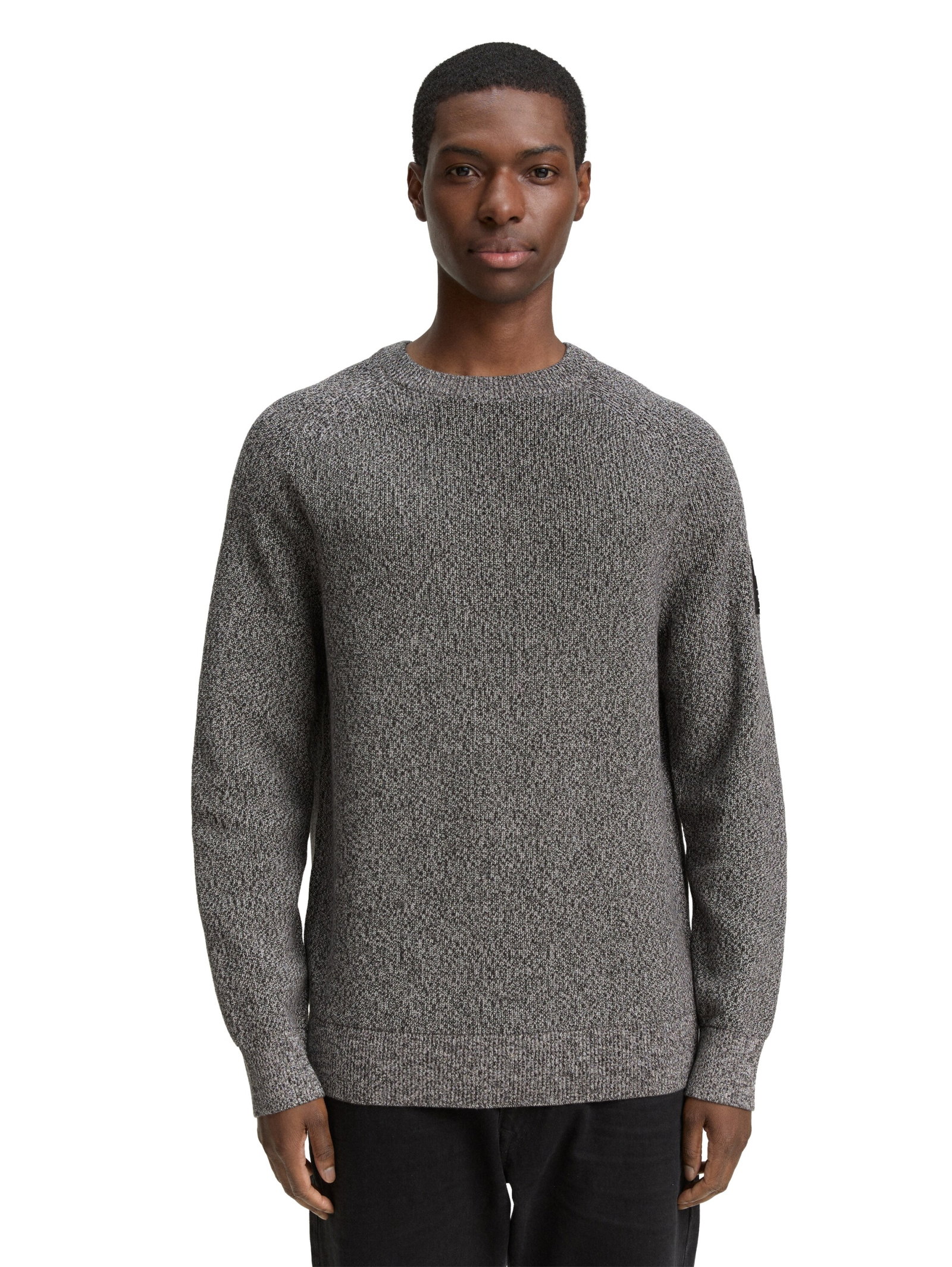 structured multi color crewnec, black salt and pepper mouline #6