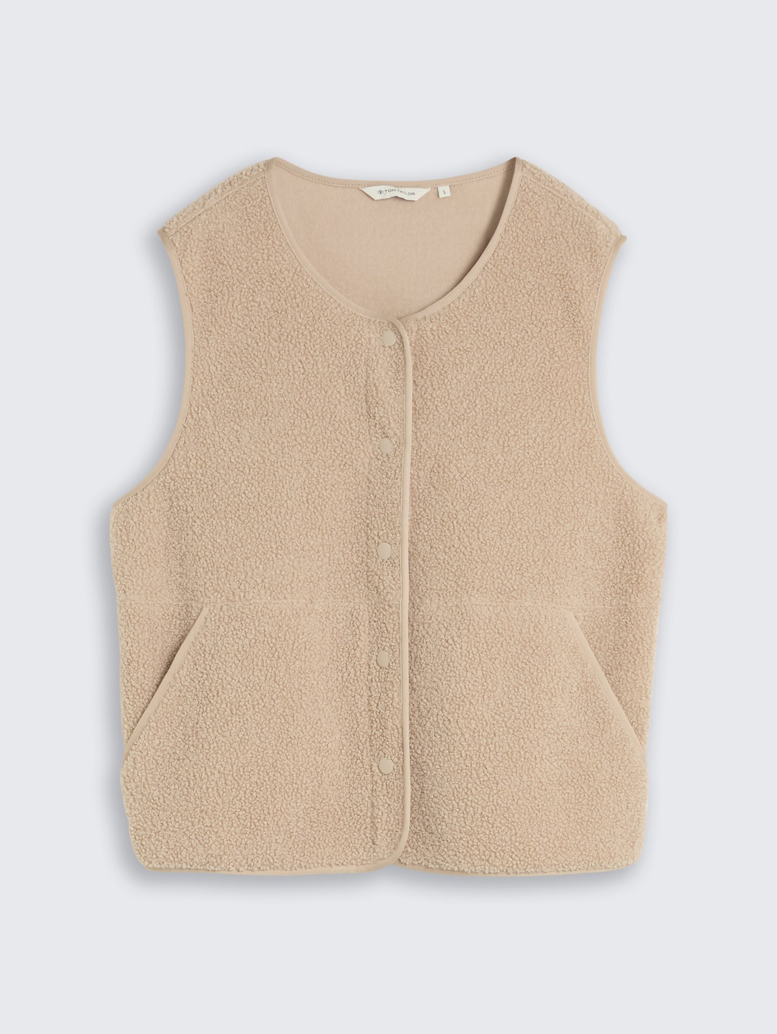 Sweatvest teddy with buttons, Gravel Beige #7
