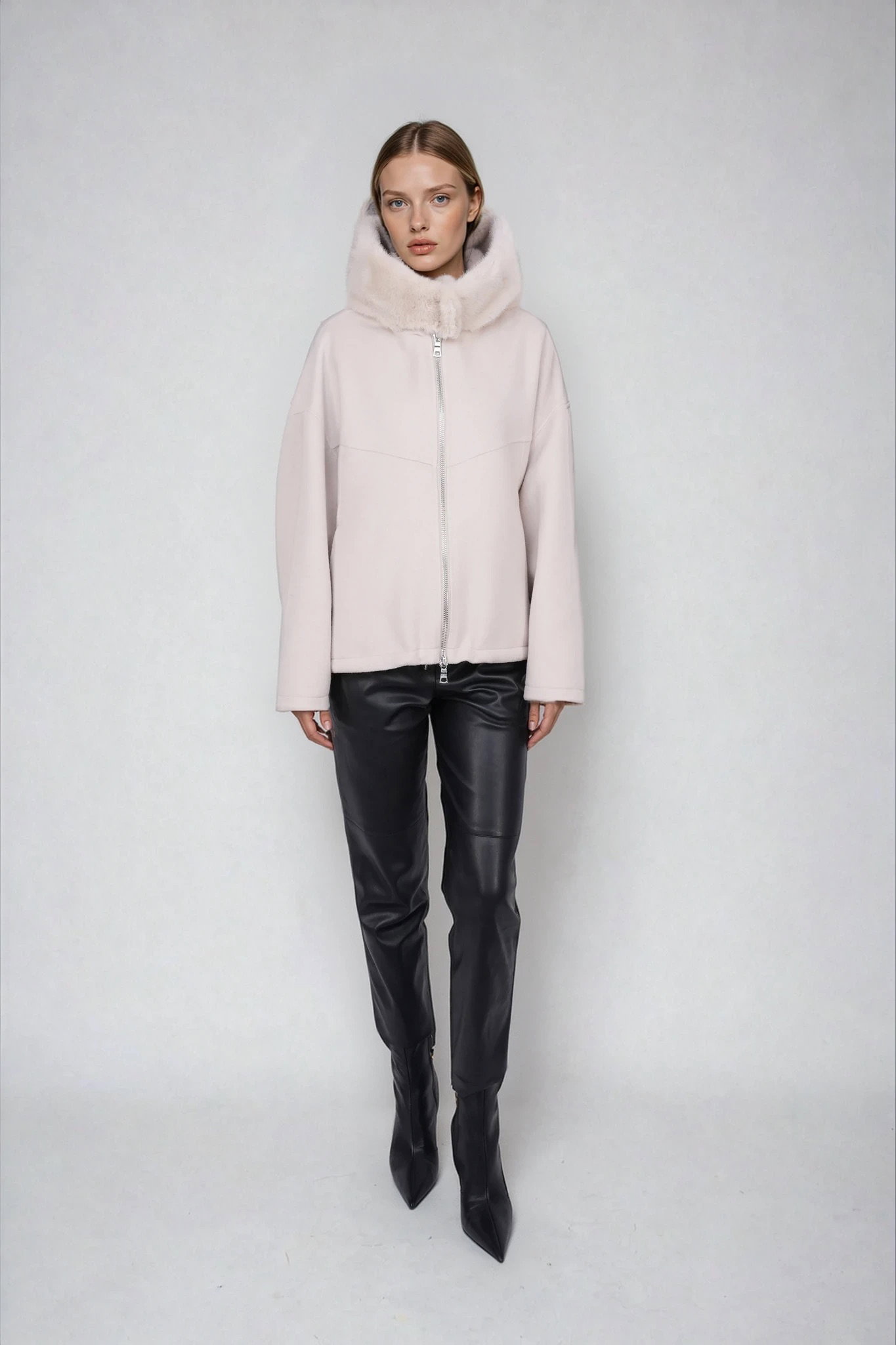 Blonde No.8 Wolljacke JERRY M mit Webpelzkapuze #4
