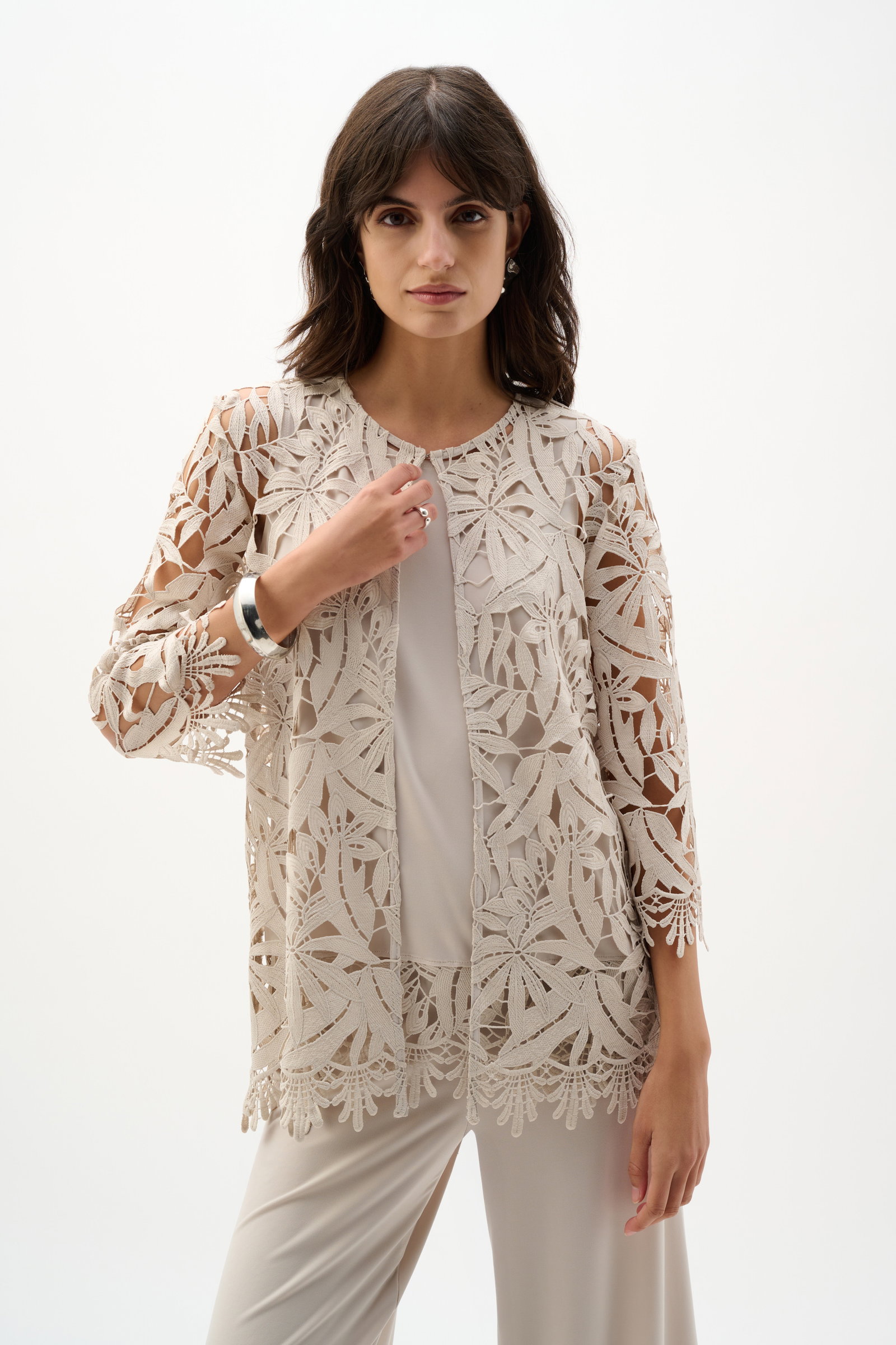 Joseph Ribkoff Spitzenjacke halblanges Jacket mit floralem Muster #1