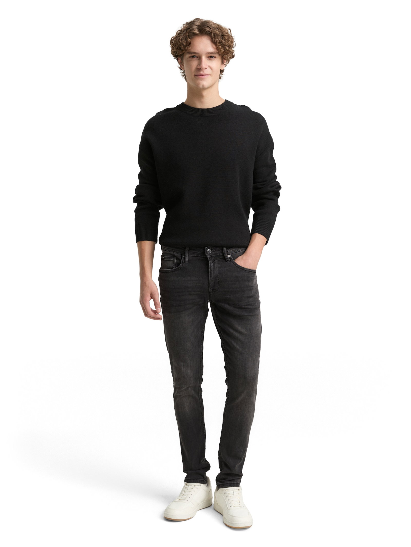 skinny CULVER stretch denim, used dark stone black denim #5