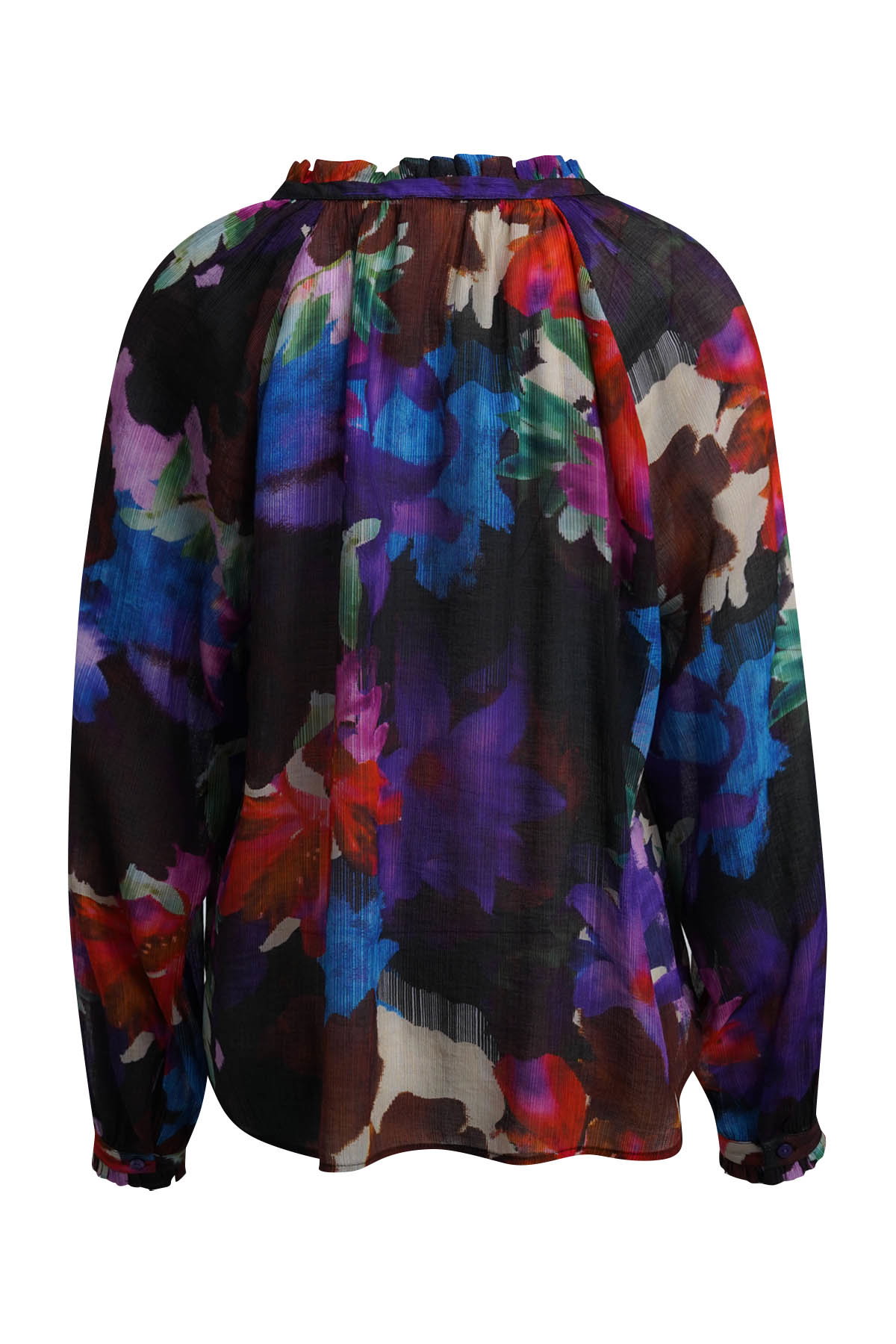 RAGLER SLEEVE BLOUSE WITH GATHERING, PURPLE PRINT #6