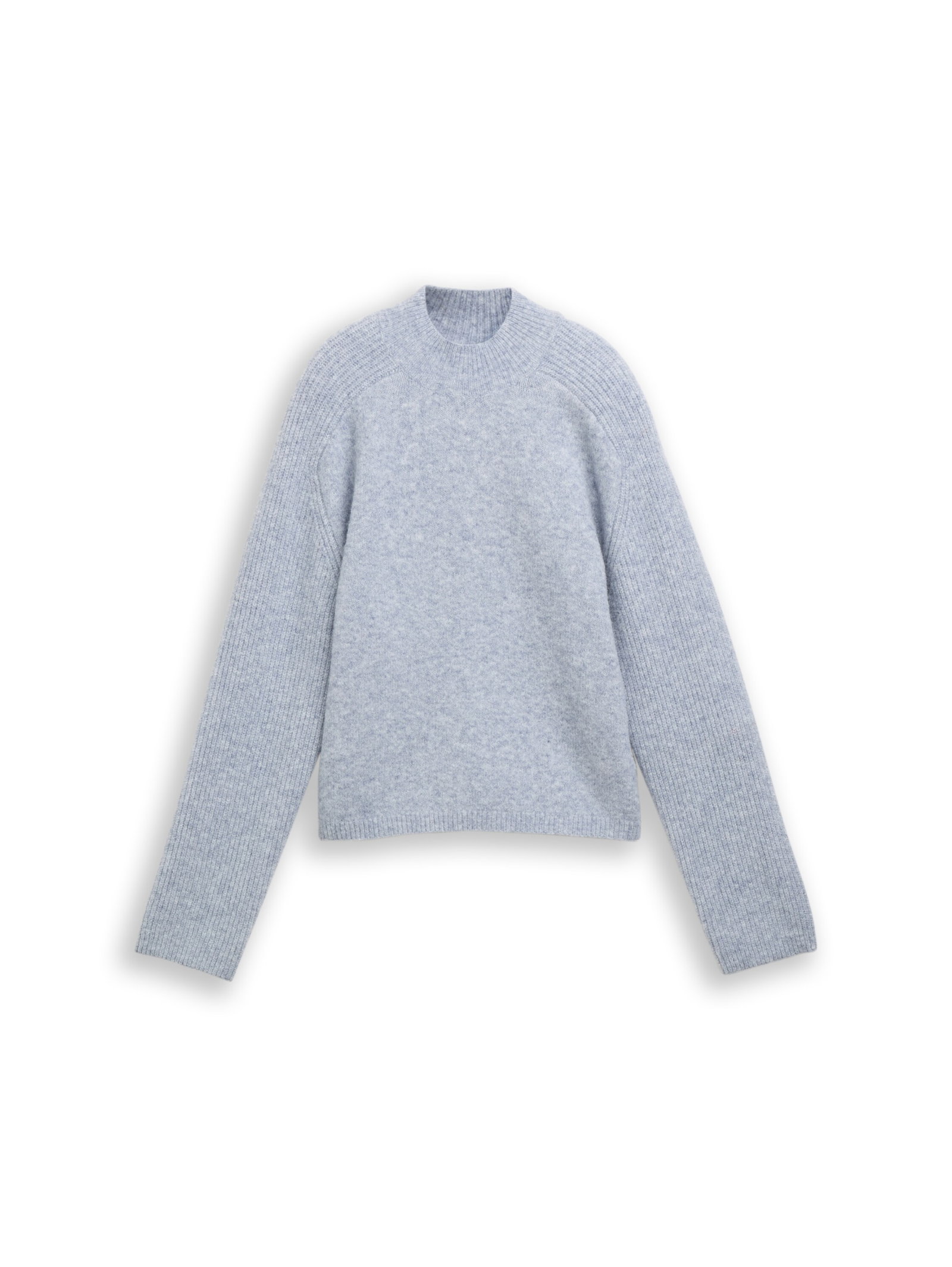 knit mock-neck with saddleshou, foggy sky blue melange #7