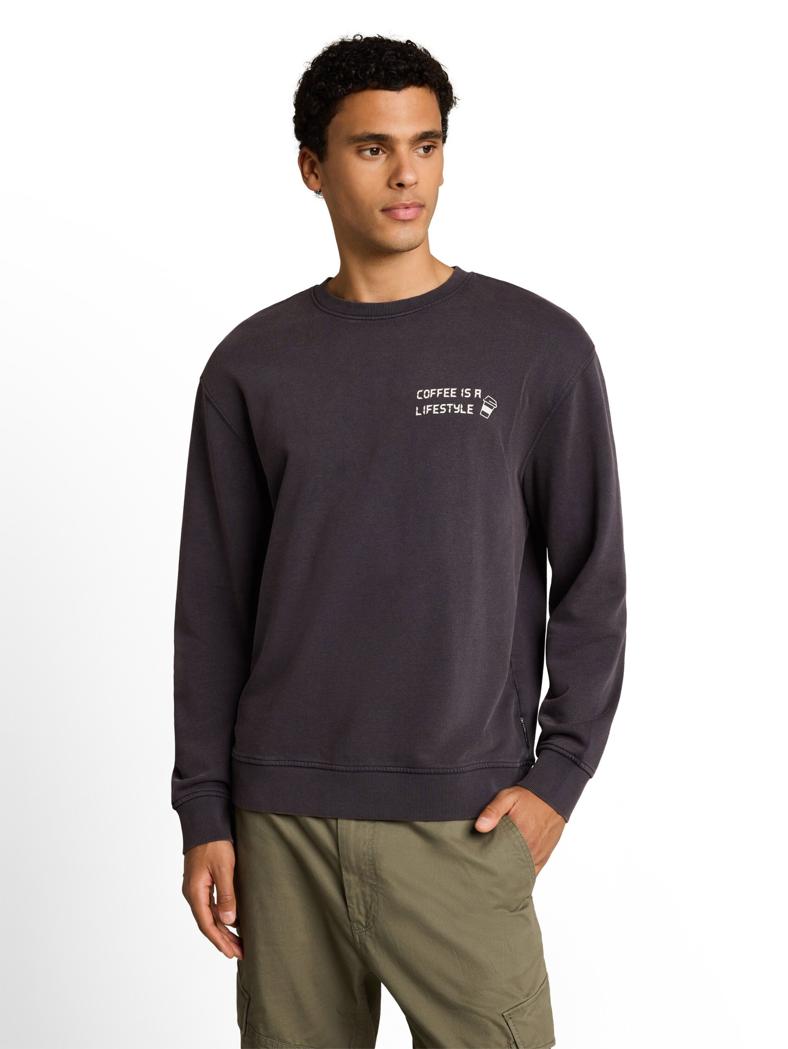 overdye print c-neck sweat, coal grey #5