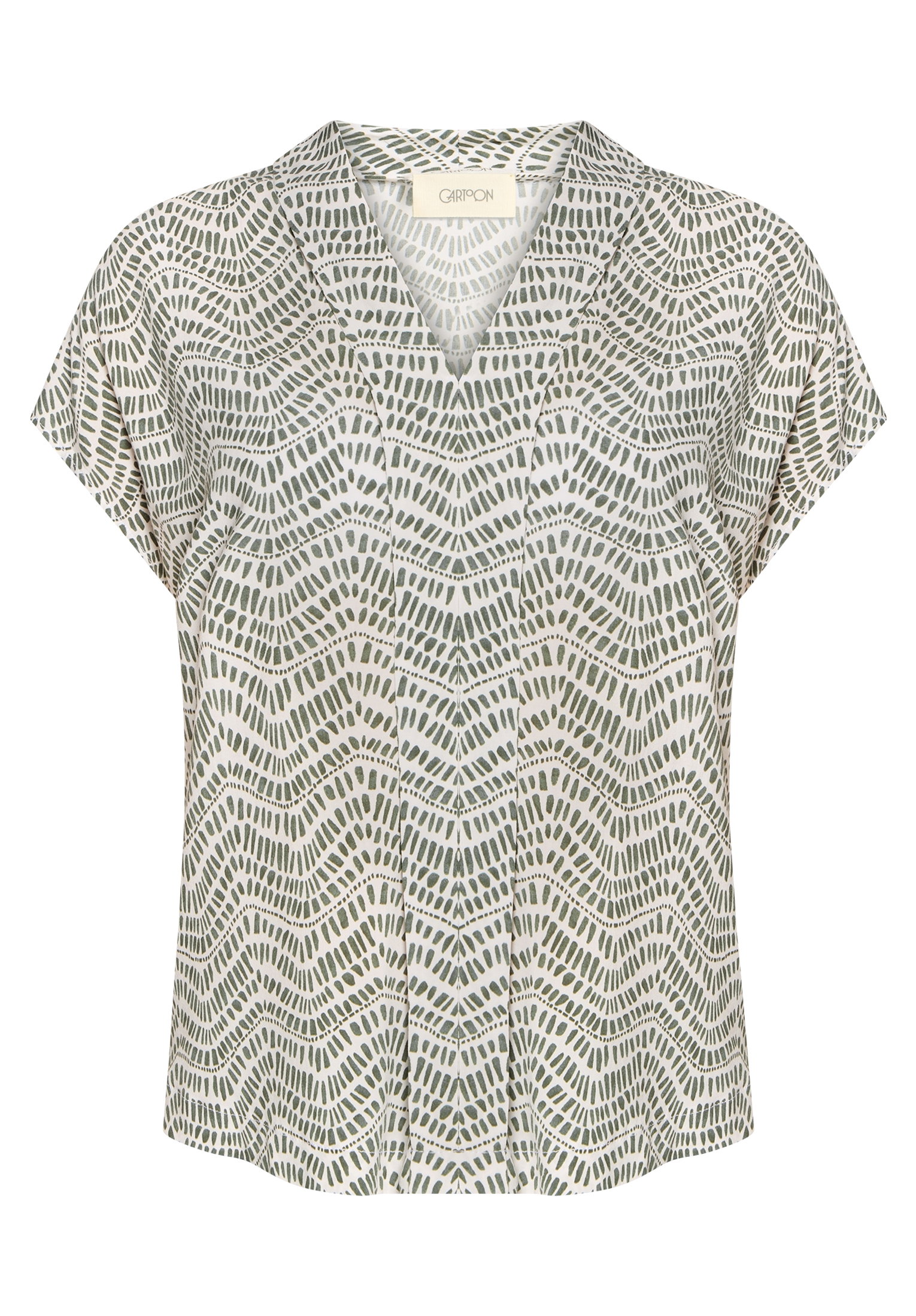 Bluse Kurz 1/2 Arm, Cream/Khaki #1