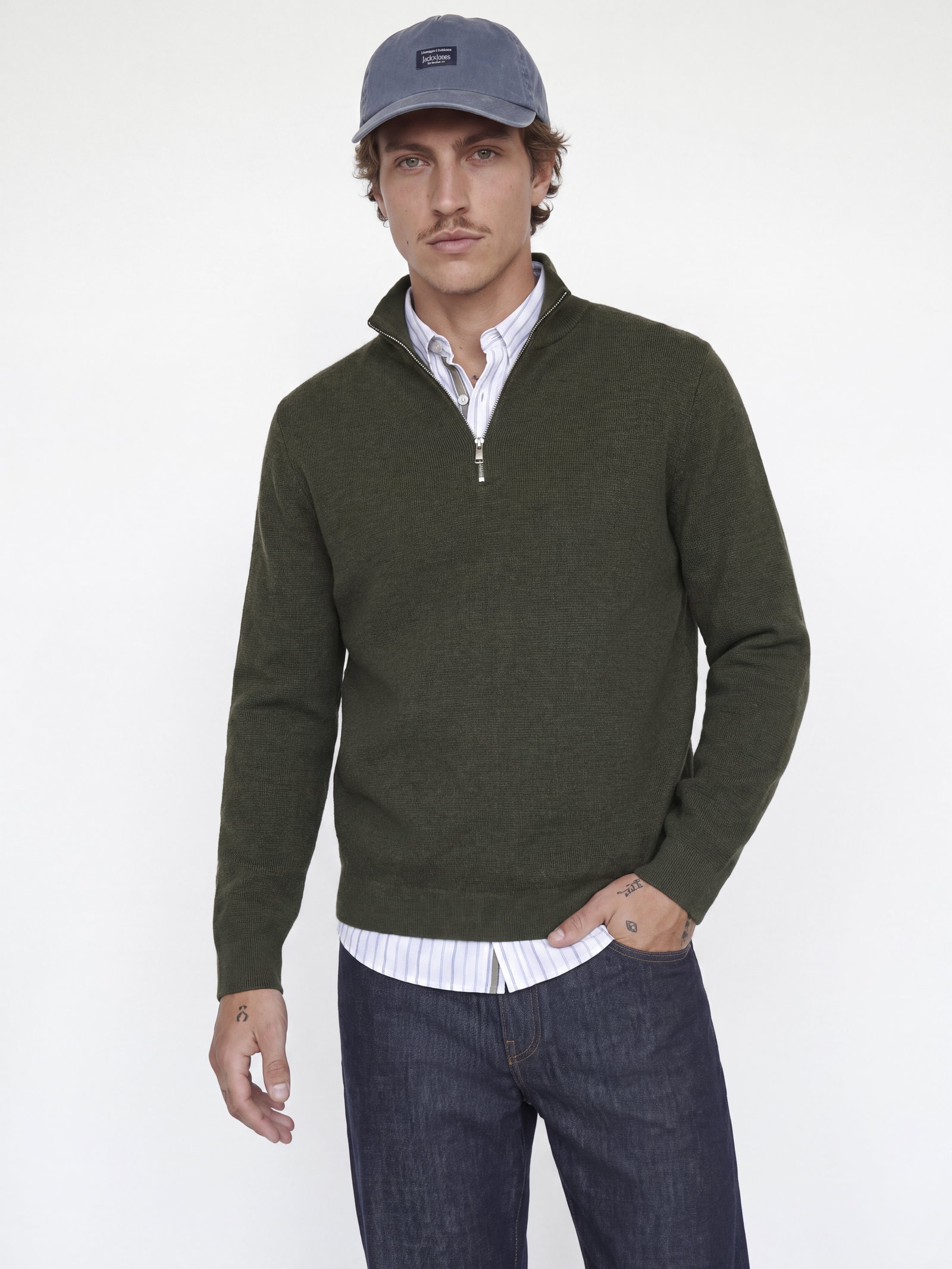 JPRBLAMILANO STITCH KNIT HALF ZIP S, Rosin/Melange #5
