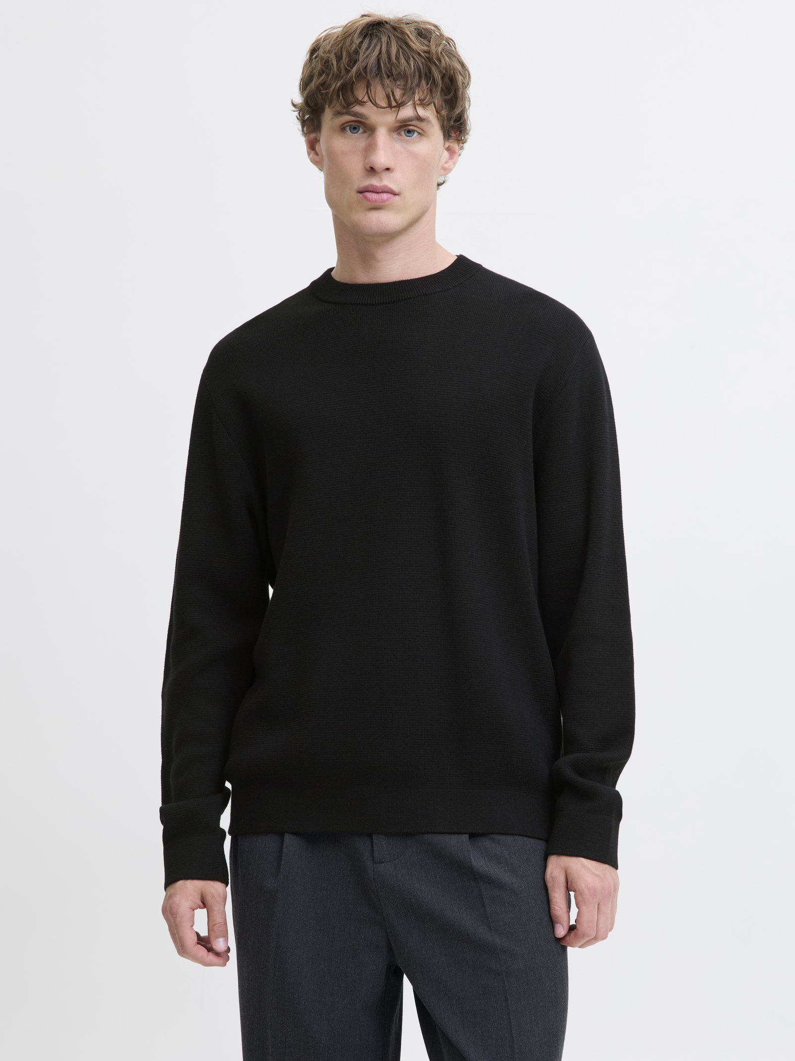 JPRBLAMILANO STITCH KNIT CREW NECK, Black #4