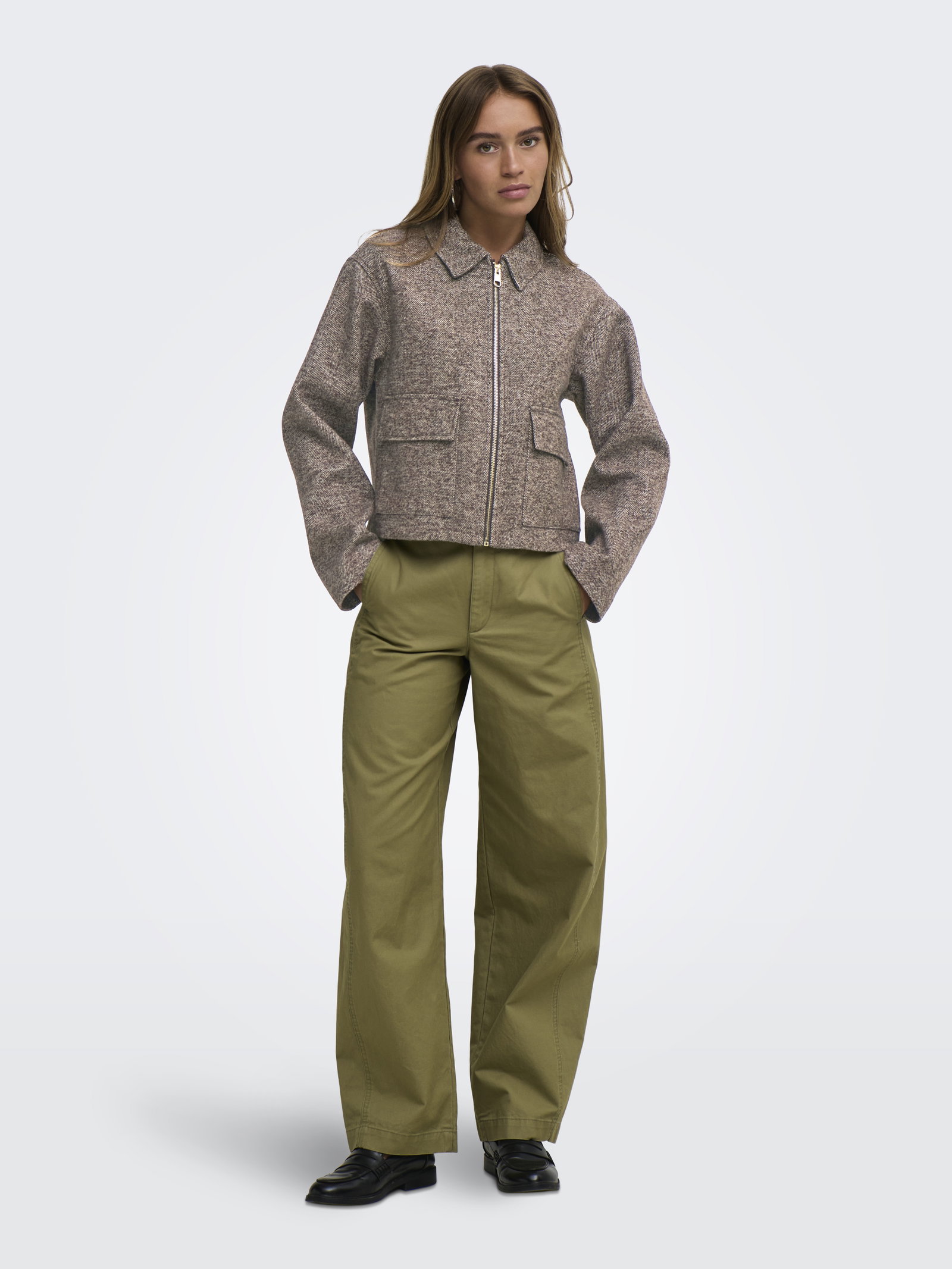 JDYVINGA HERRINGBONE JACKET OTW YFM, Chocolate Torte/HERRINGBONE #6
