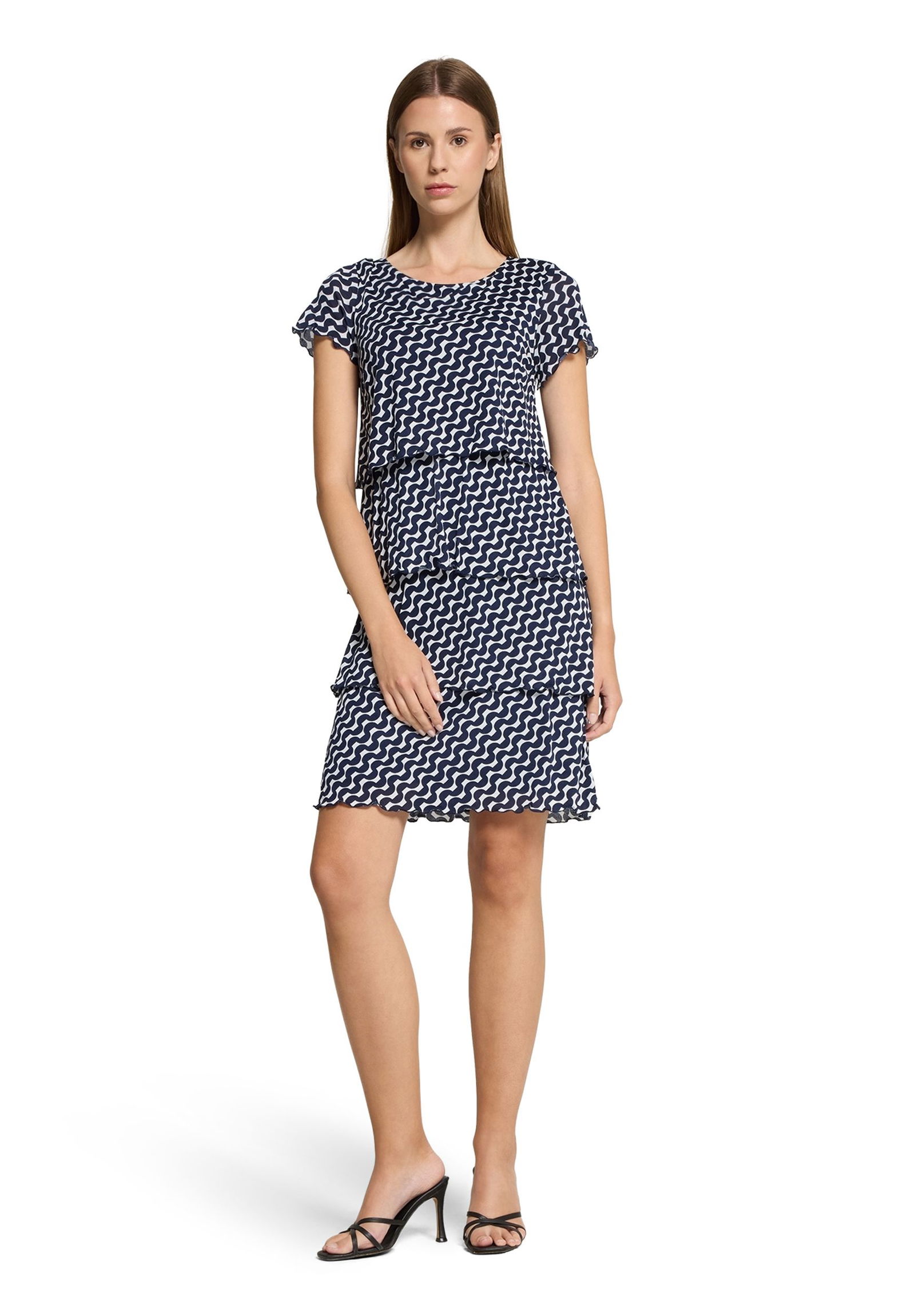 Betty Barclay |  Betty Barclay Stufenkleid | 42 | dunkelblau/weiß