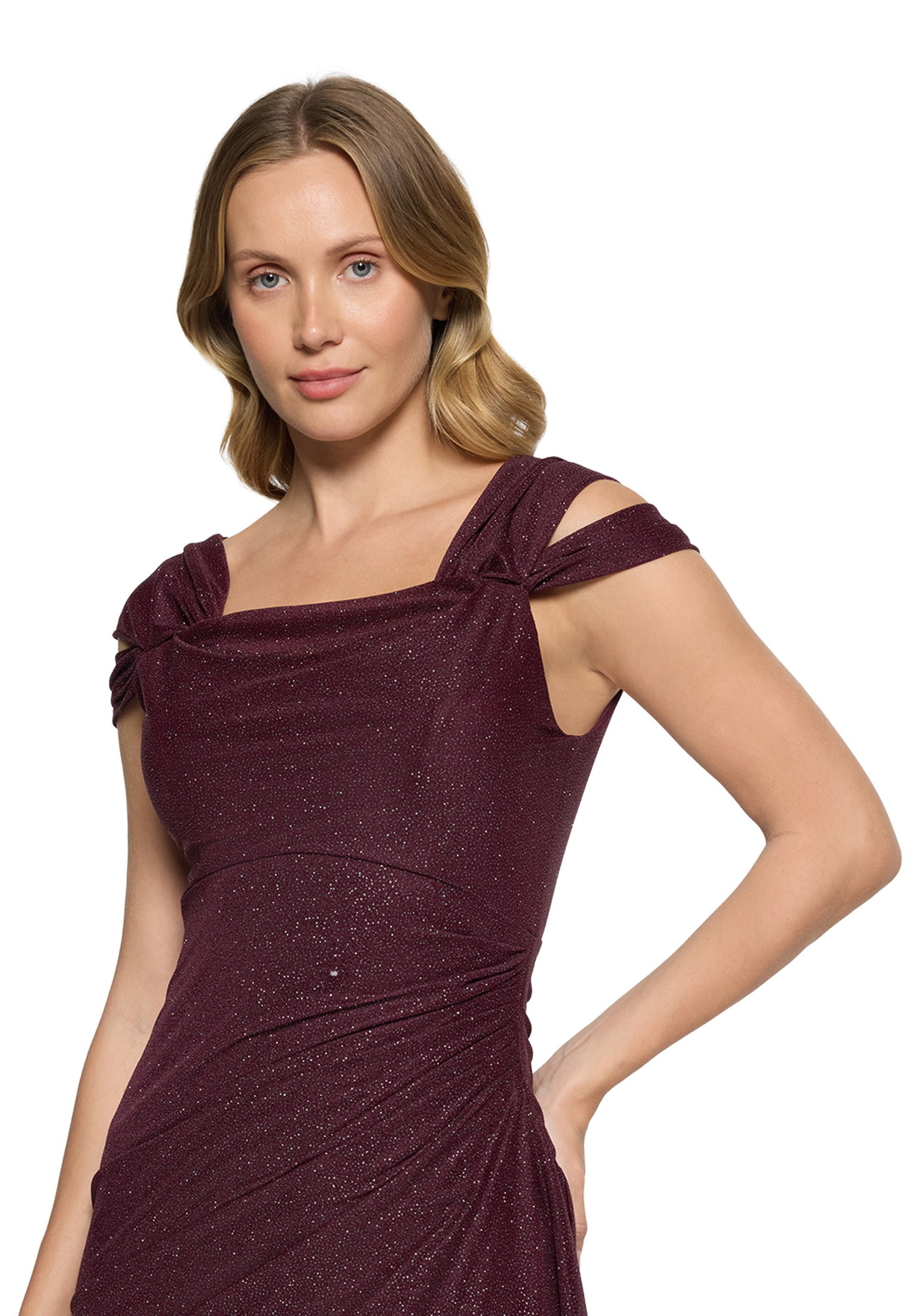 Kleid Lang 1/2 Arm, Grey/Dark Red #6