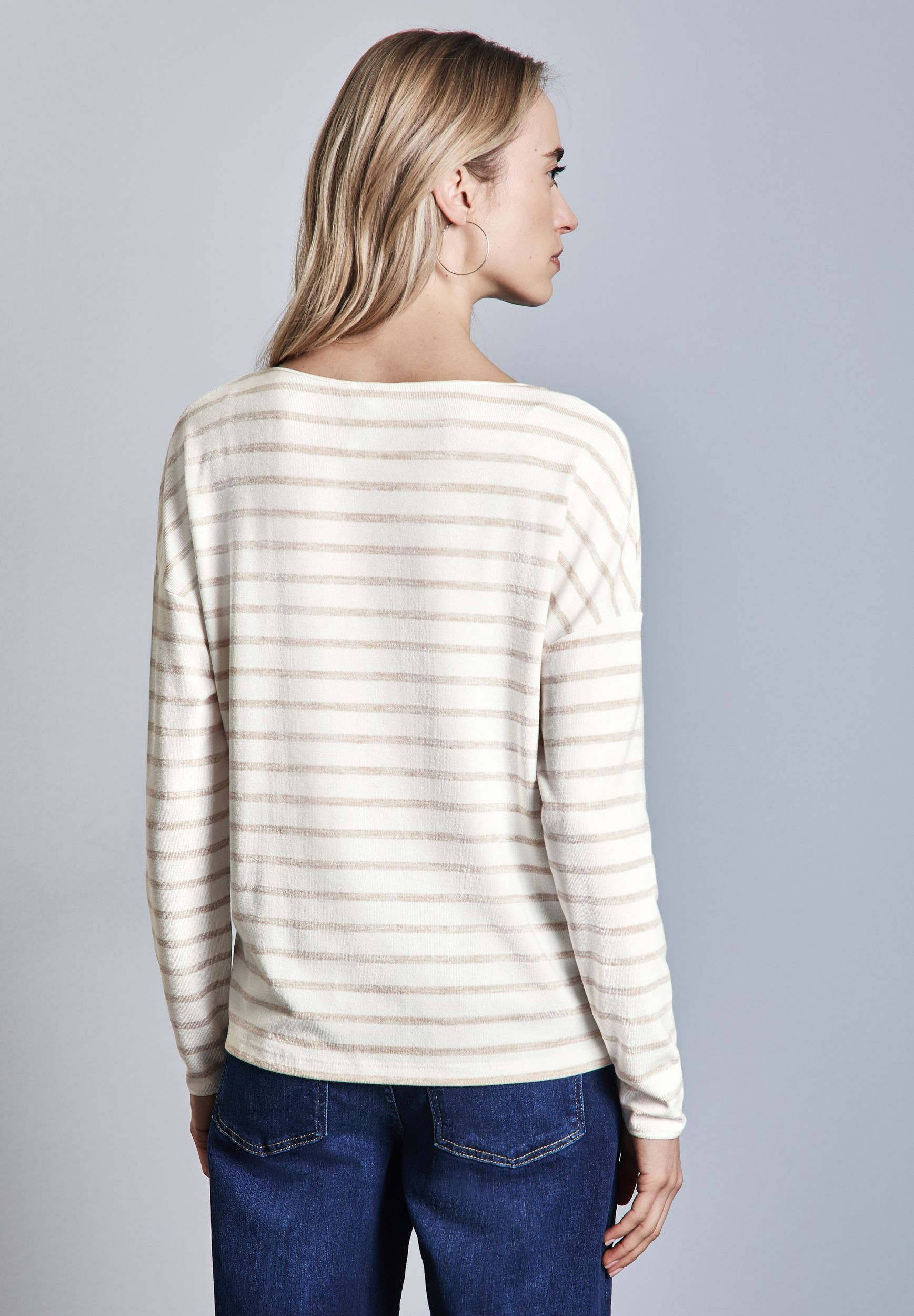  |  Folienprint Streifenshirt | 36 | smooth sand beige