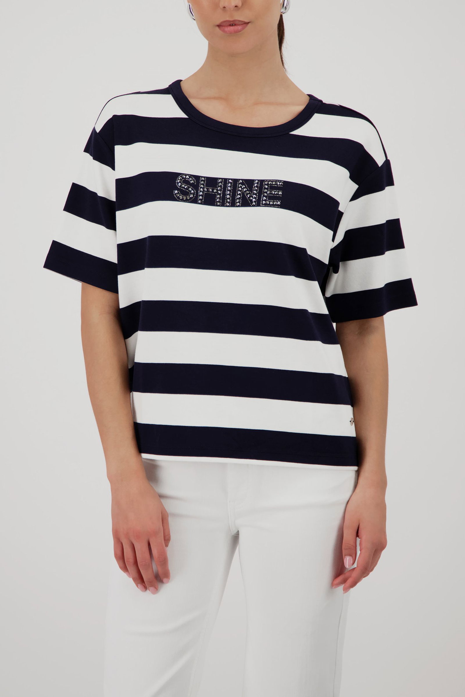 Monari |  Sweatshirt, marine ringel | 36