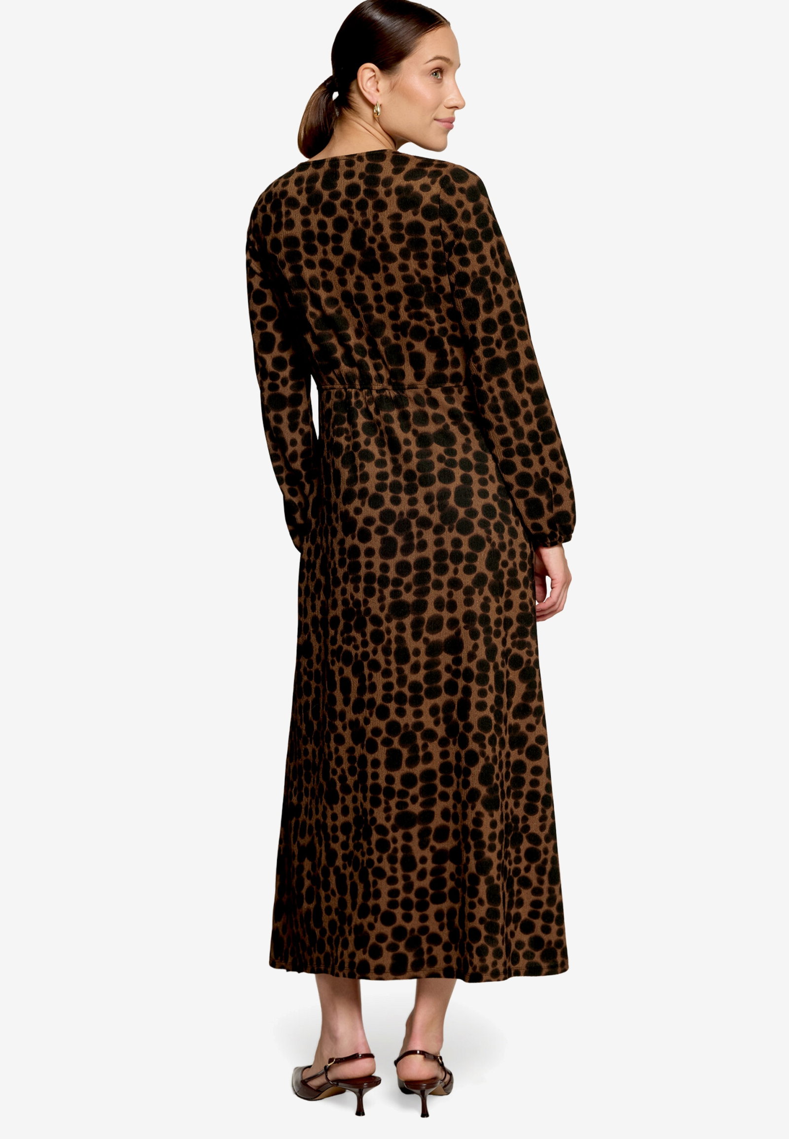 Kleid Lang 1/2 Arm, Brown/Black #3