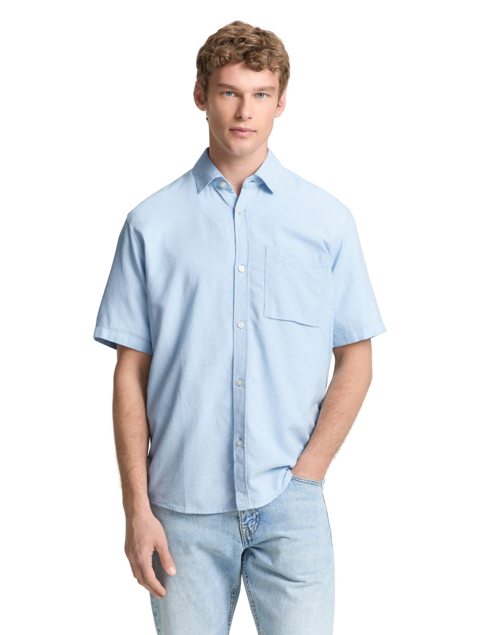 relaxed slubyarn shirt, light blue structure #5