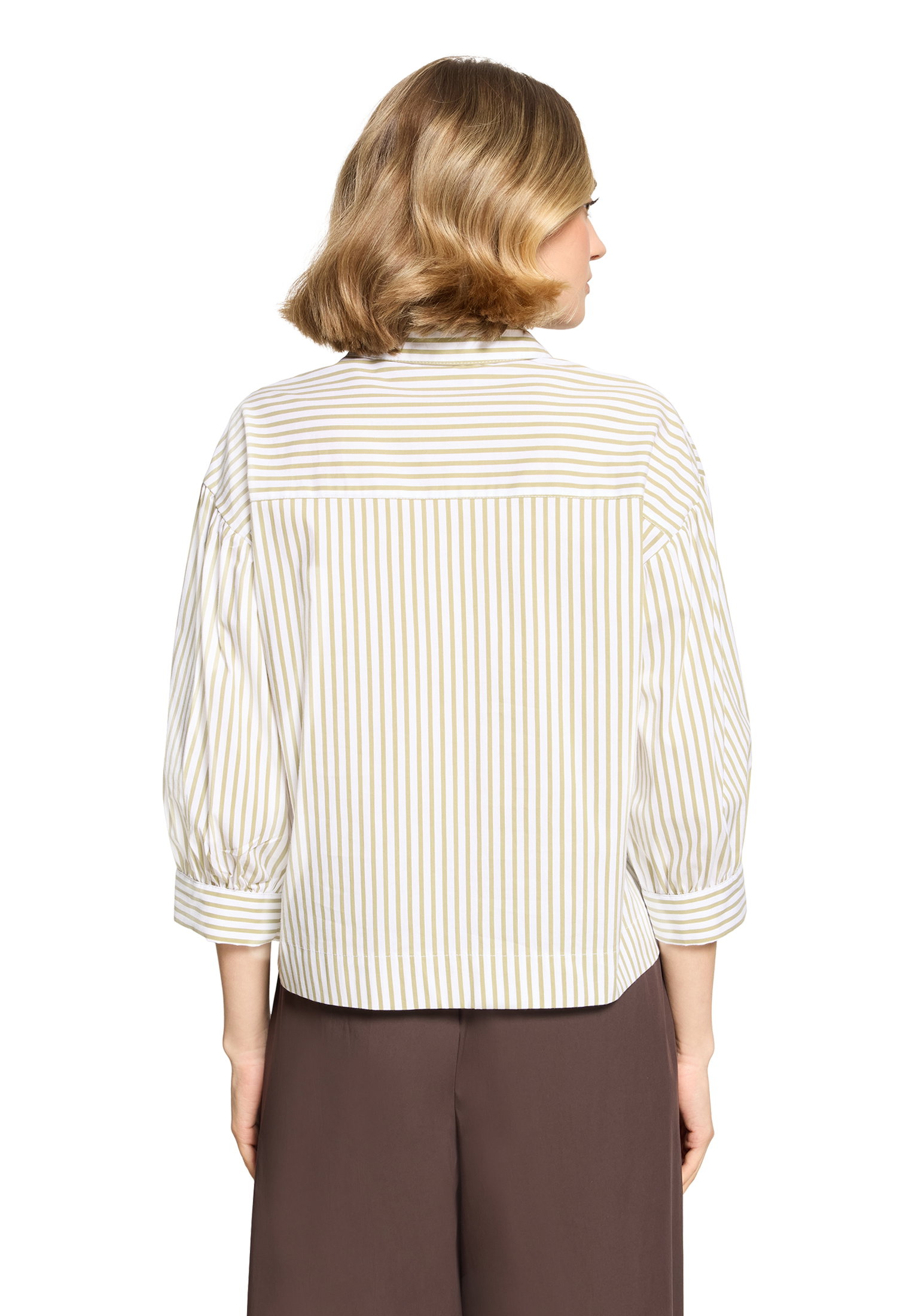 Bluse Kurz 3/4 Arm, Cream/Khaki #4