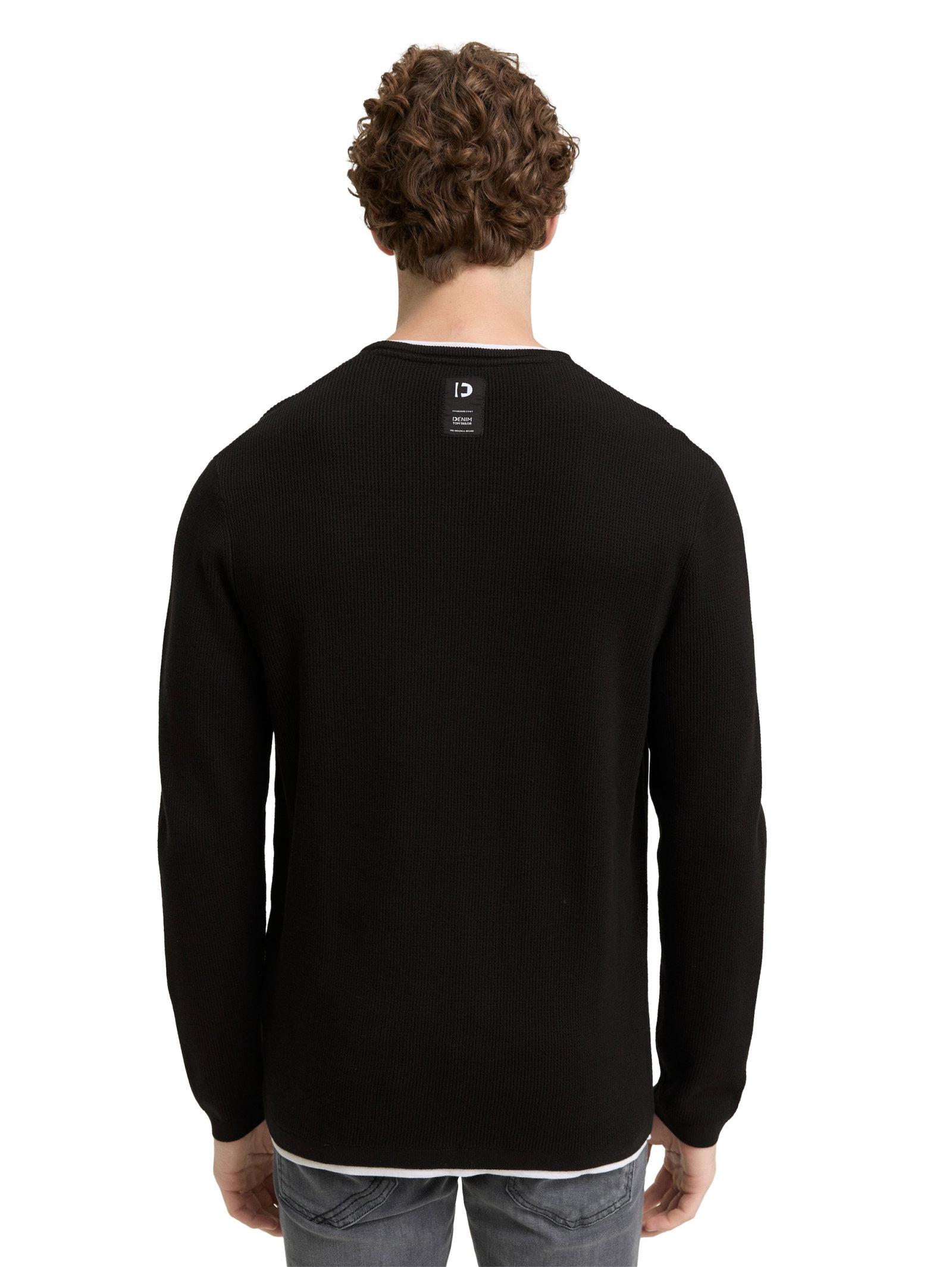 structured double layer crew n, Black #4