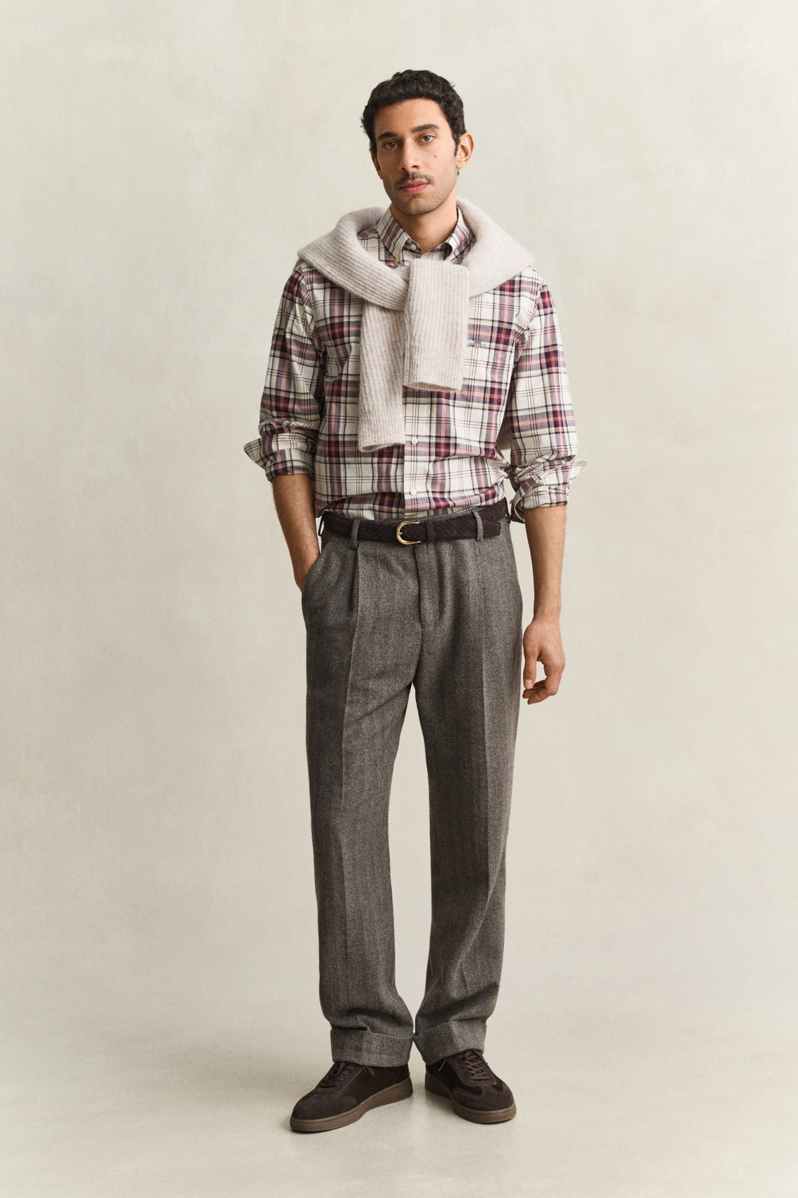 REG POPLIN CHECK SHIRT, DEEP GRAPE WINE #5