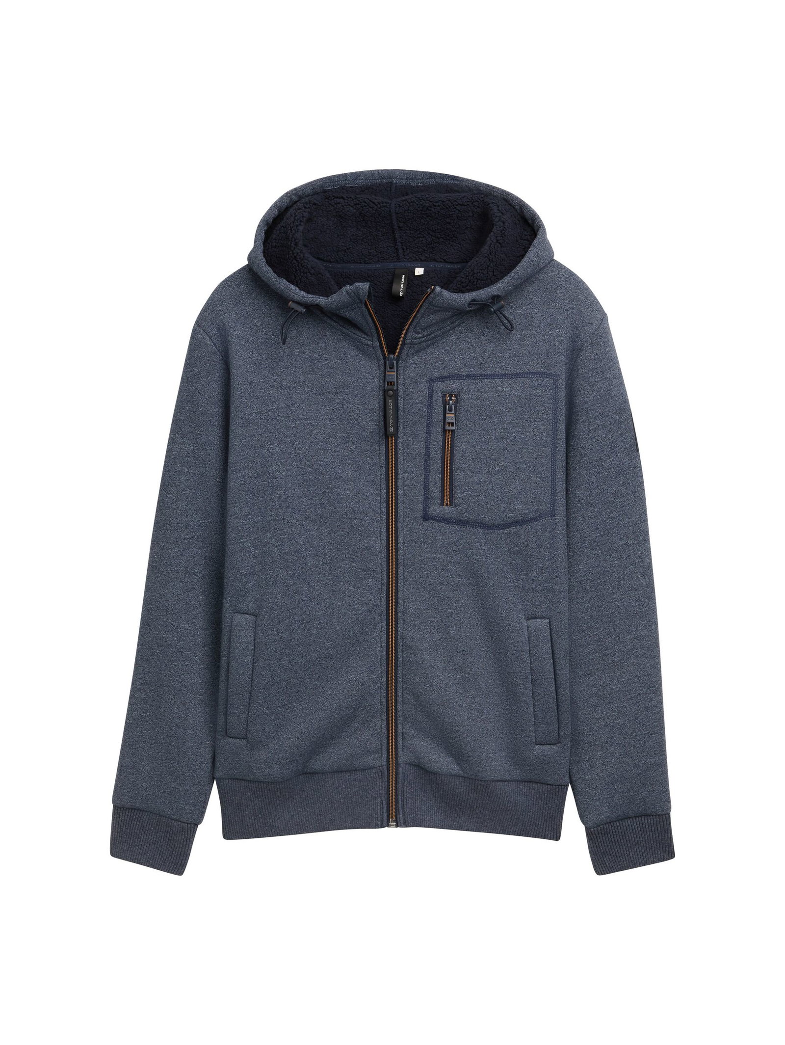 |  structured hoodie jacket, navy grindle structure | L | navy grindle structure