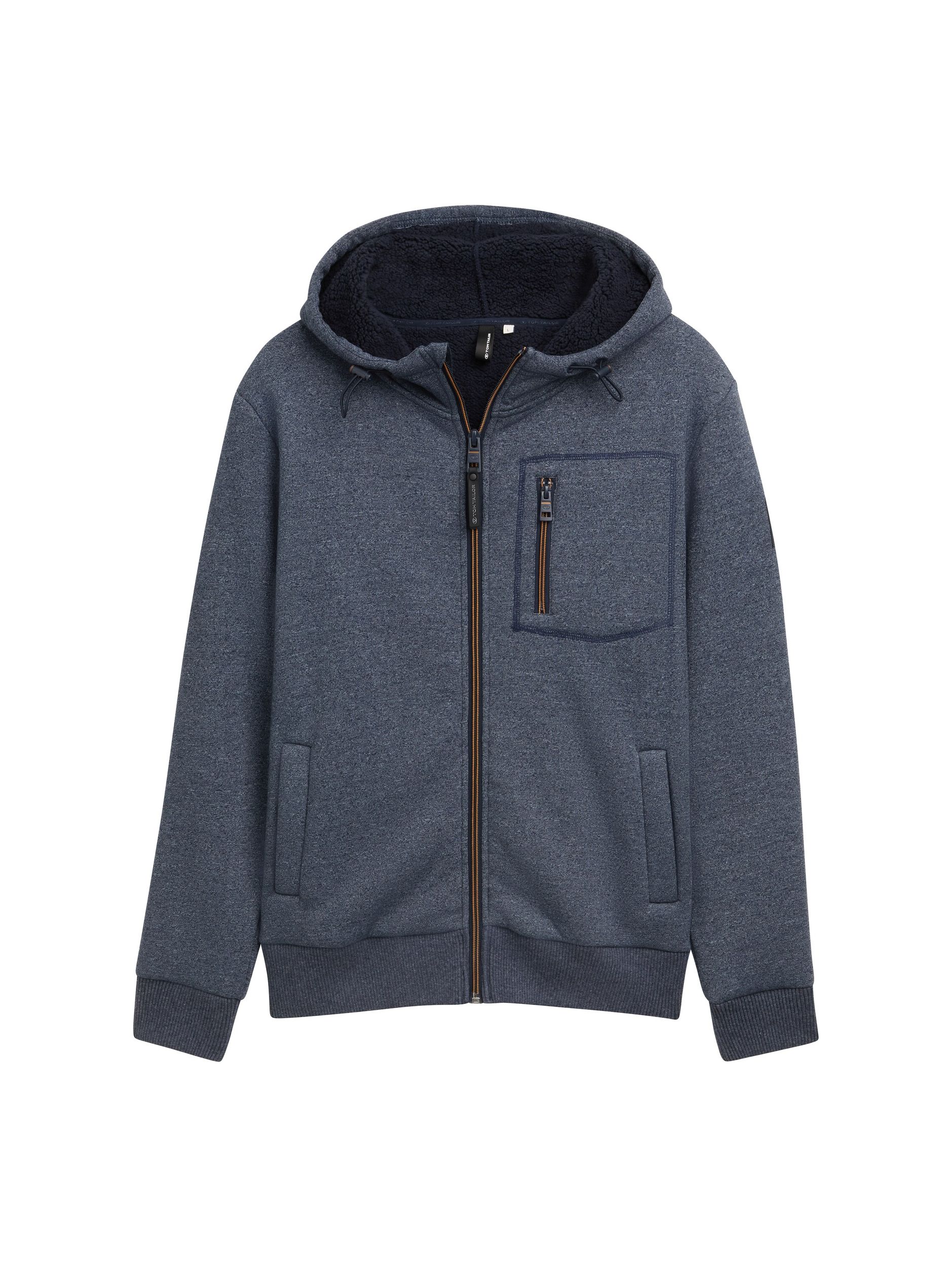  |  structured hoodie jacket, navy grindle structure | L | navy grindle structure