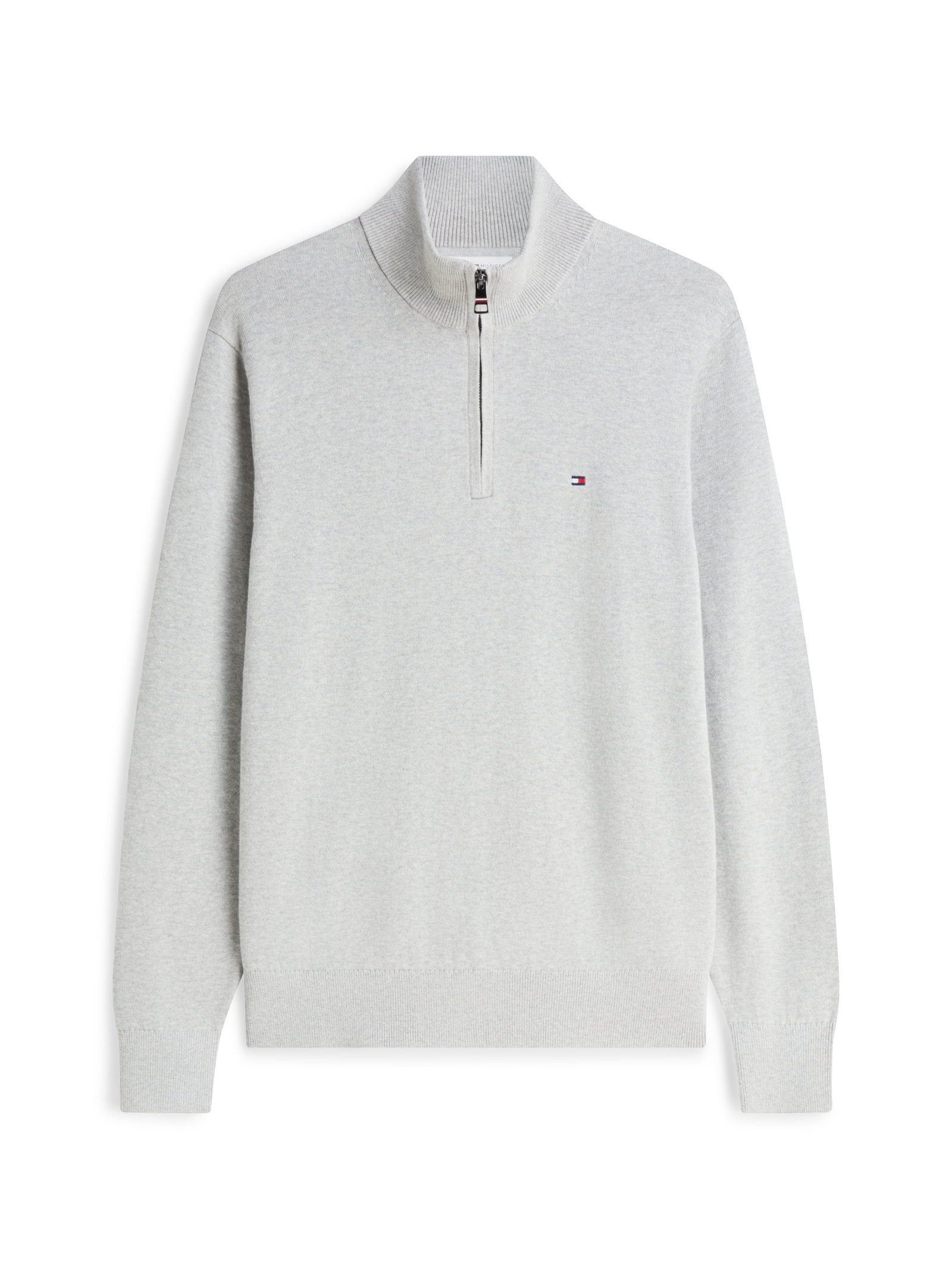 PIMA ORG CTN CASHMERE ZIP MOCK, GREY #1