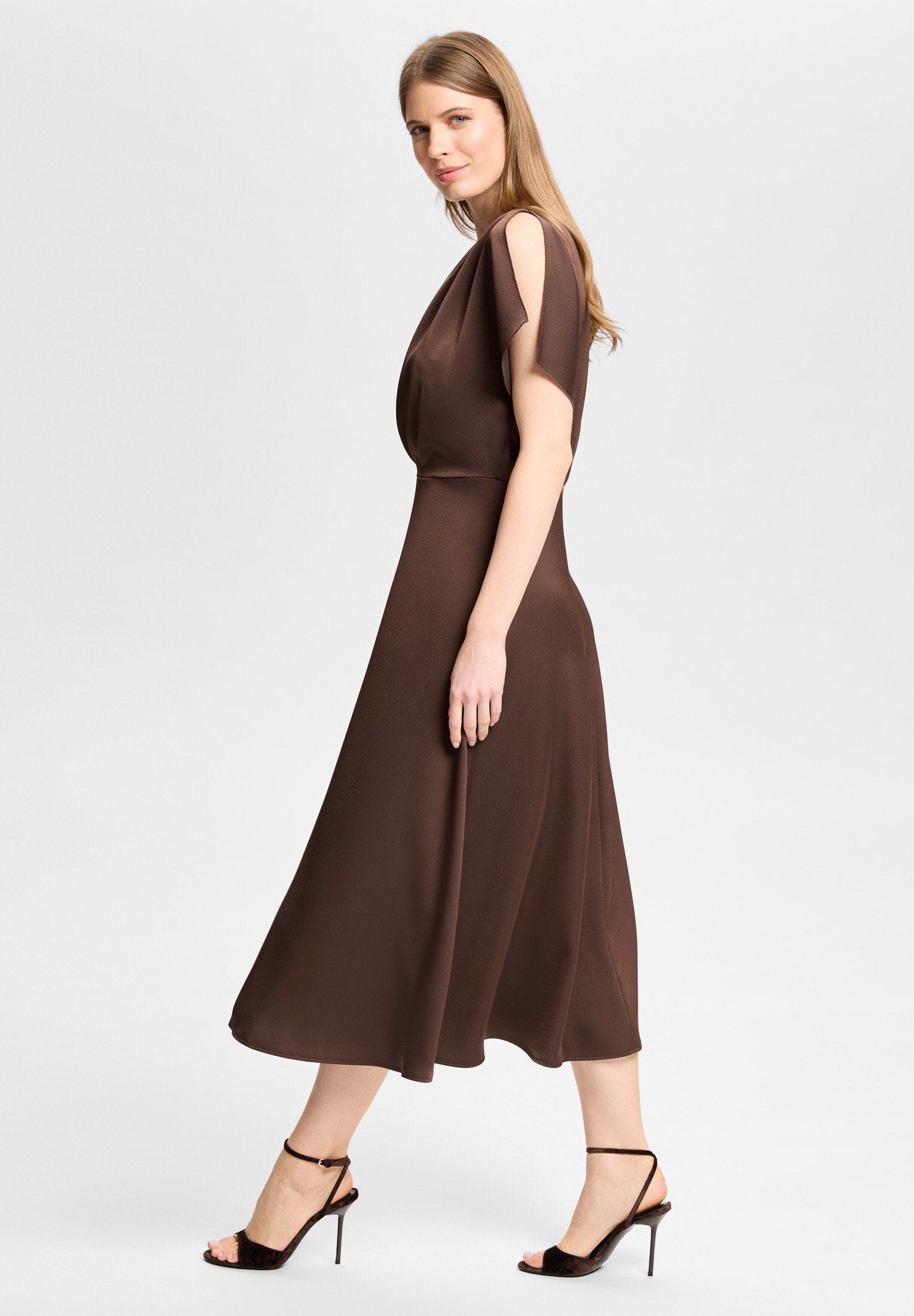 Cocktailkleid aus Satin mit geschli, chocolate brown #6