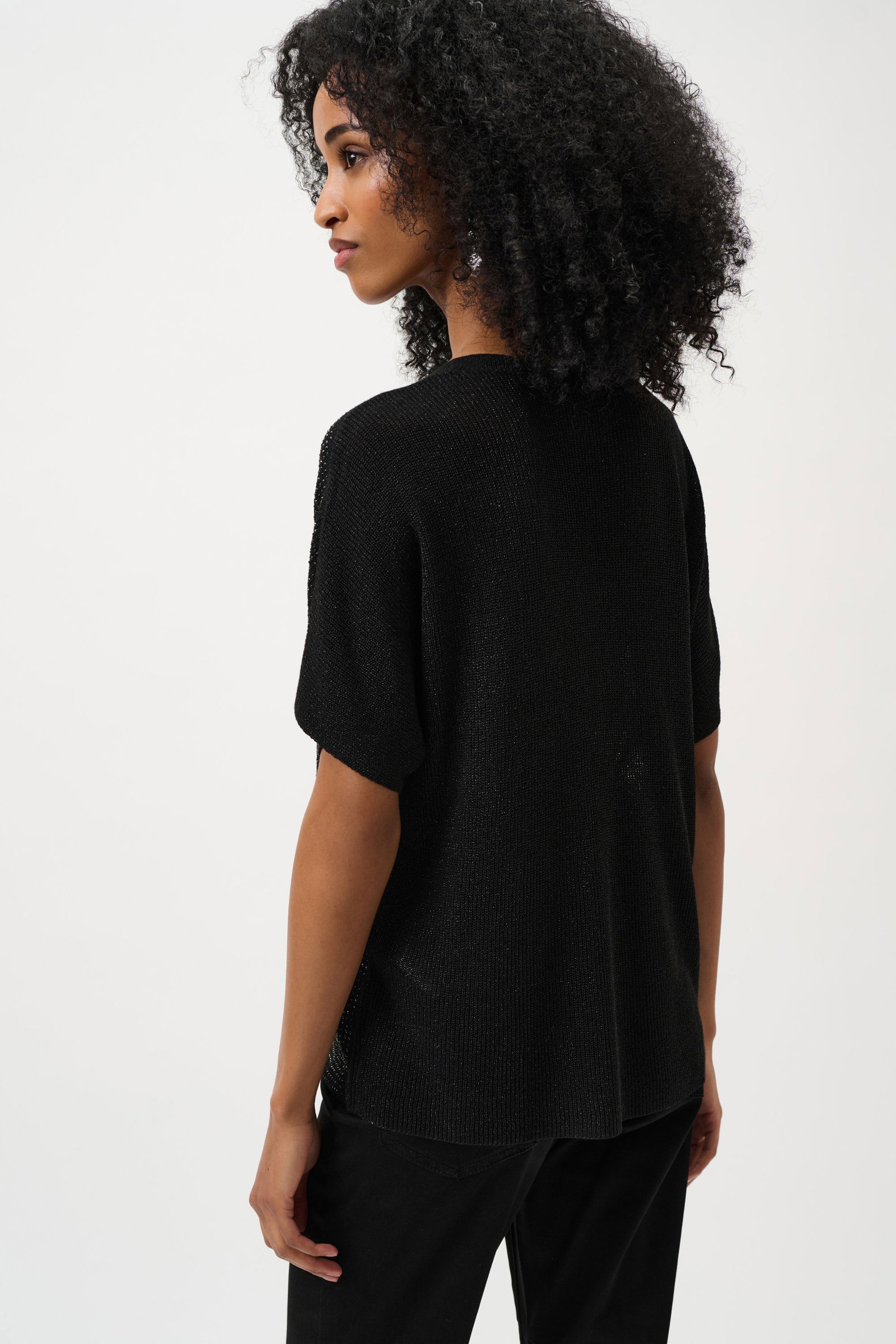 Joseph Ribkoff Pullover Schwarz kurzarm-Stricktop mit Strass-Details und Glanzgarn #2