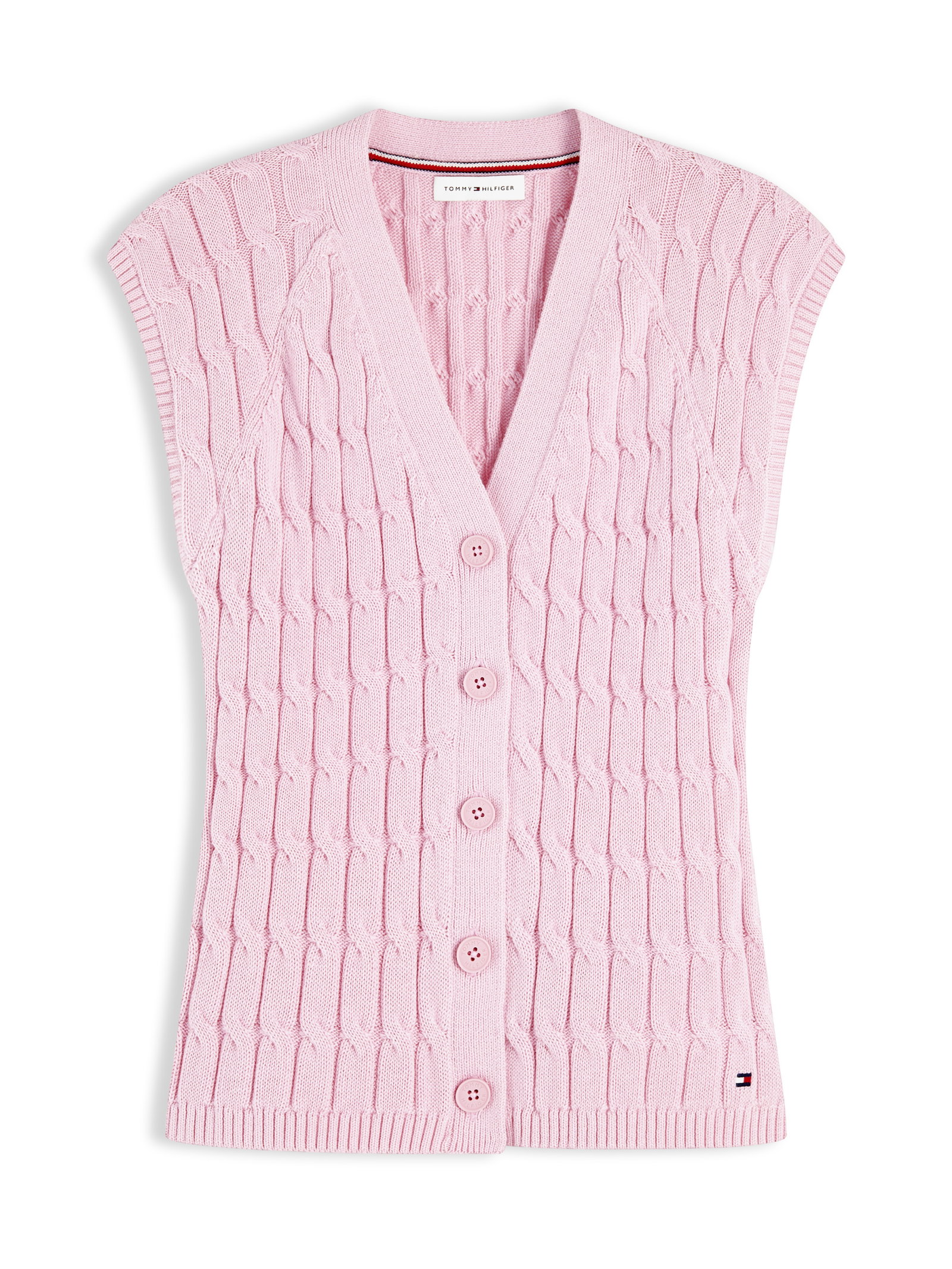 MID GG CABLE VEST CARDI, PINK #1