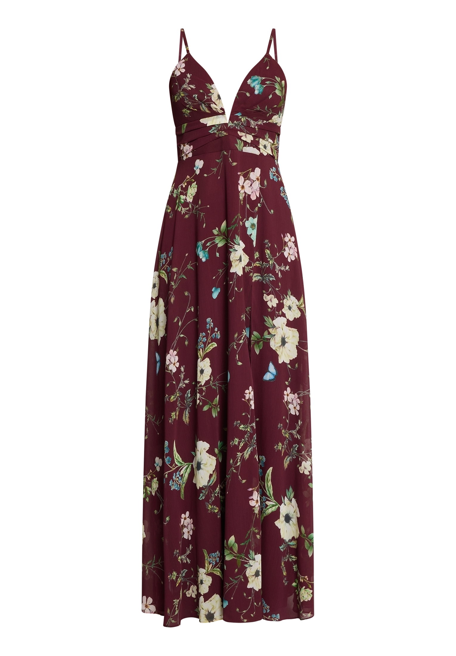 Kleid Lang ohne Arm, Dark Red/Green #1
