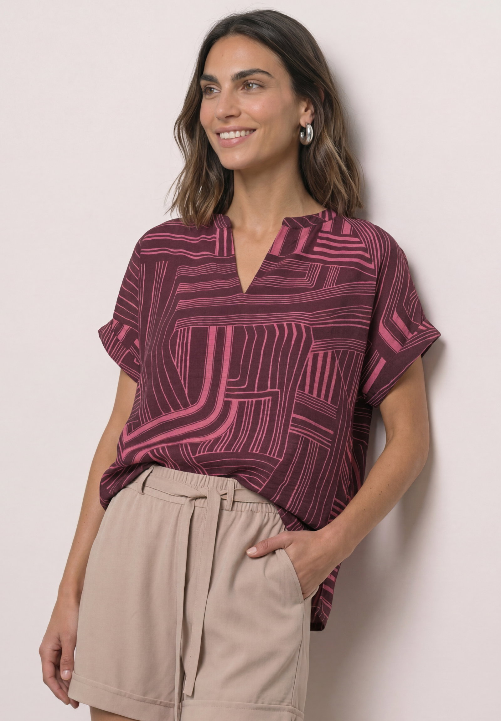 LTD QR printed mat-mix shirt w, blush berry #3