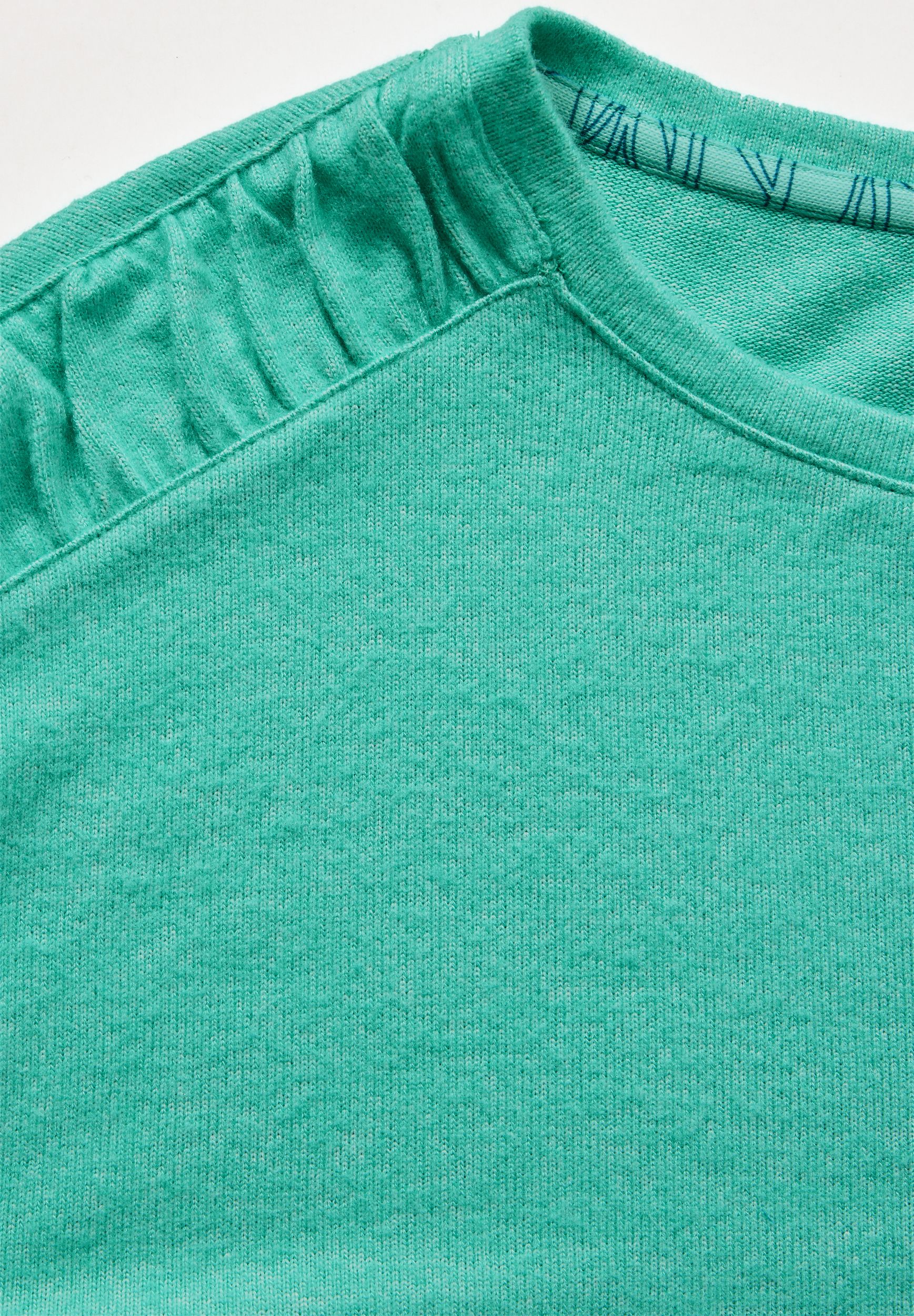  |  Solid Cosy Gathered T-Shirt, aventurine green melange | M