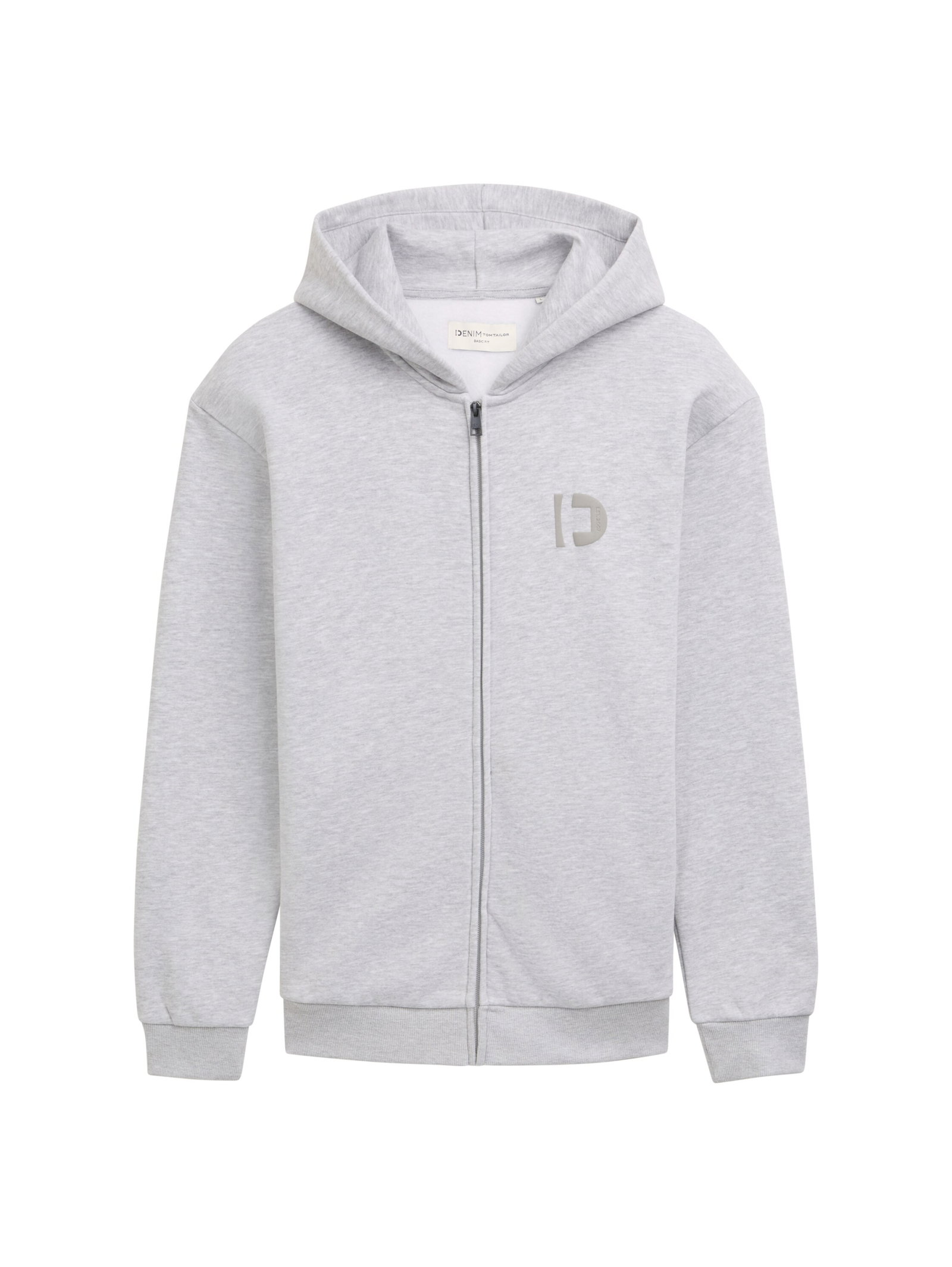 hoodie jacket with print, Light Stone Grey Melange #1