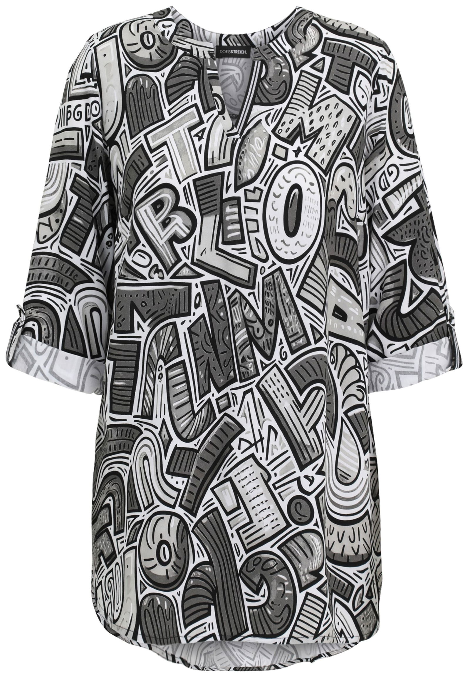 Doris Streich |  Doris Streich Druckbluse  | 46 | mittelgrau