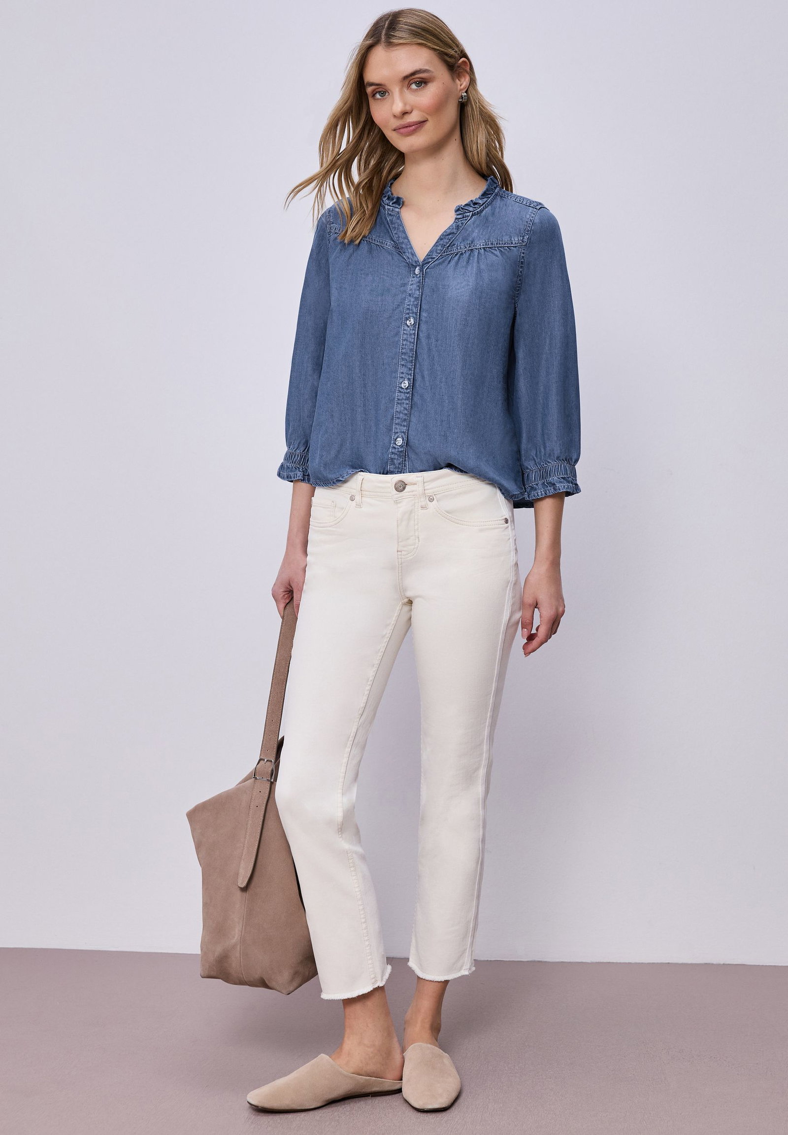 24f87b77a8241faf1a27203ef0d4ea08 Street One | 3/4-Arm Bluse mit Rüschendetails | 36 | 4565_17891