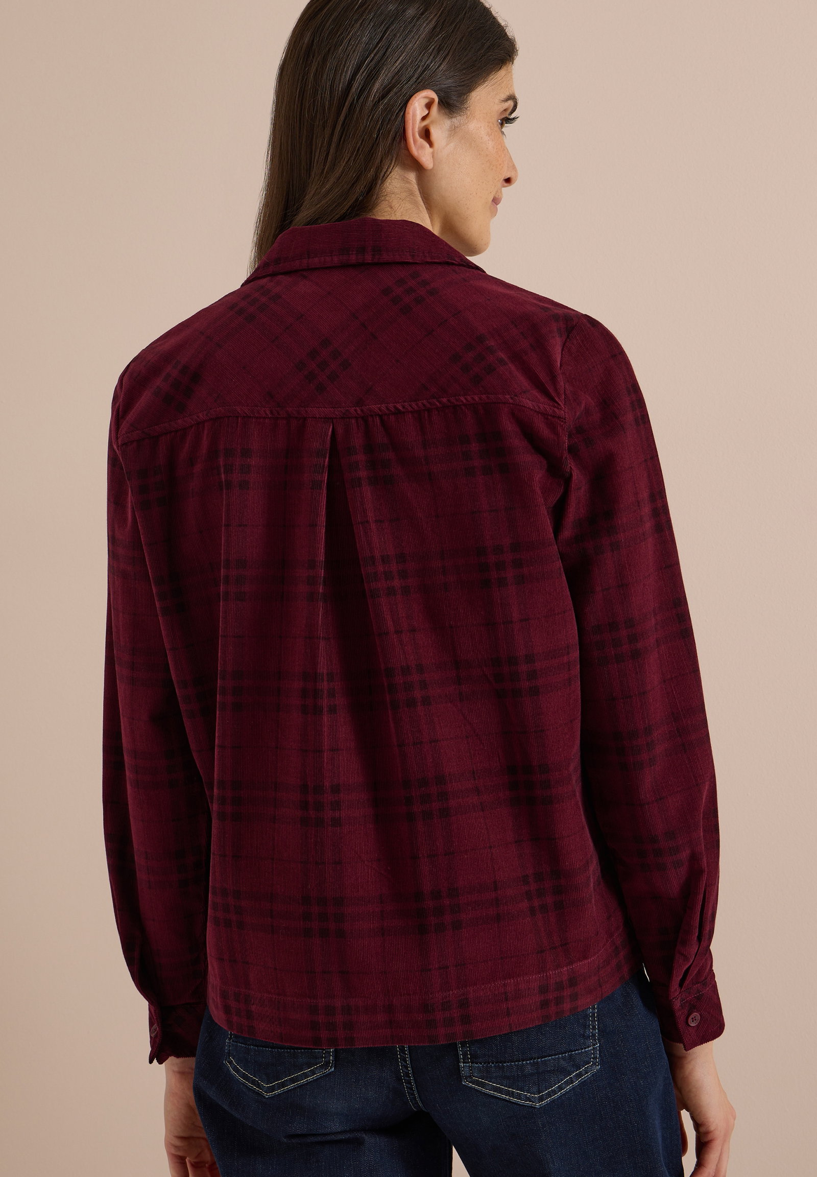 TOS Check Corduroy Blouse, berry red #4