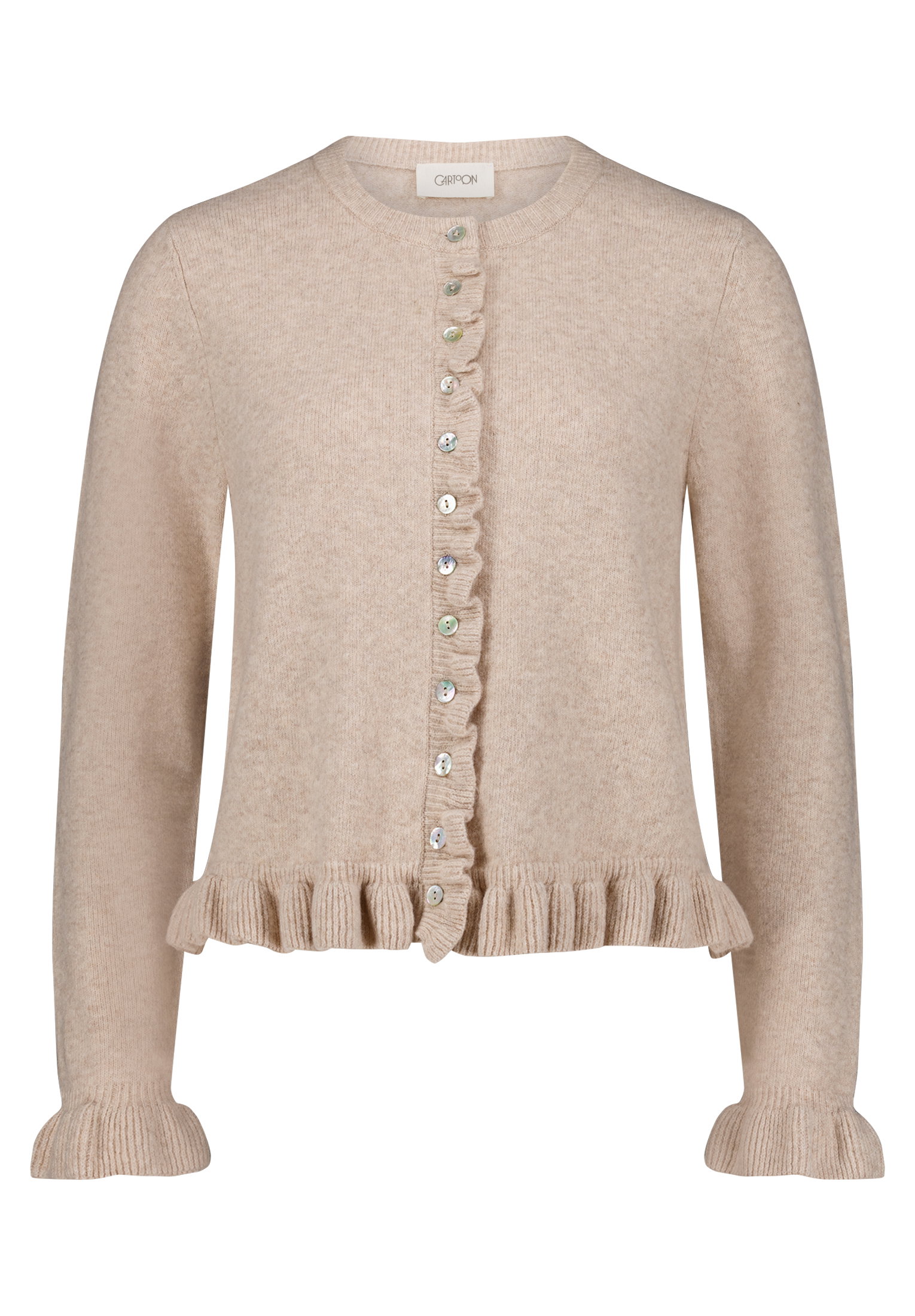 Strickjacke Kurz 1/1 Arm, Light Beige Melange #1