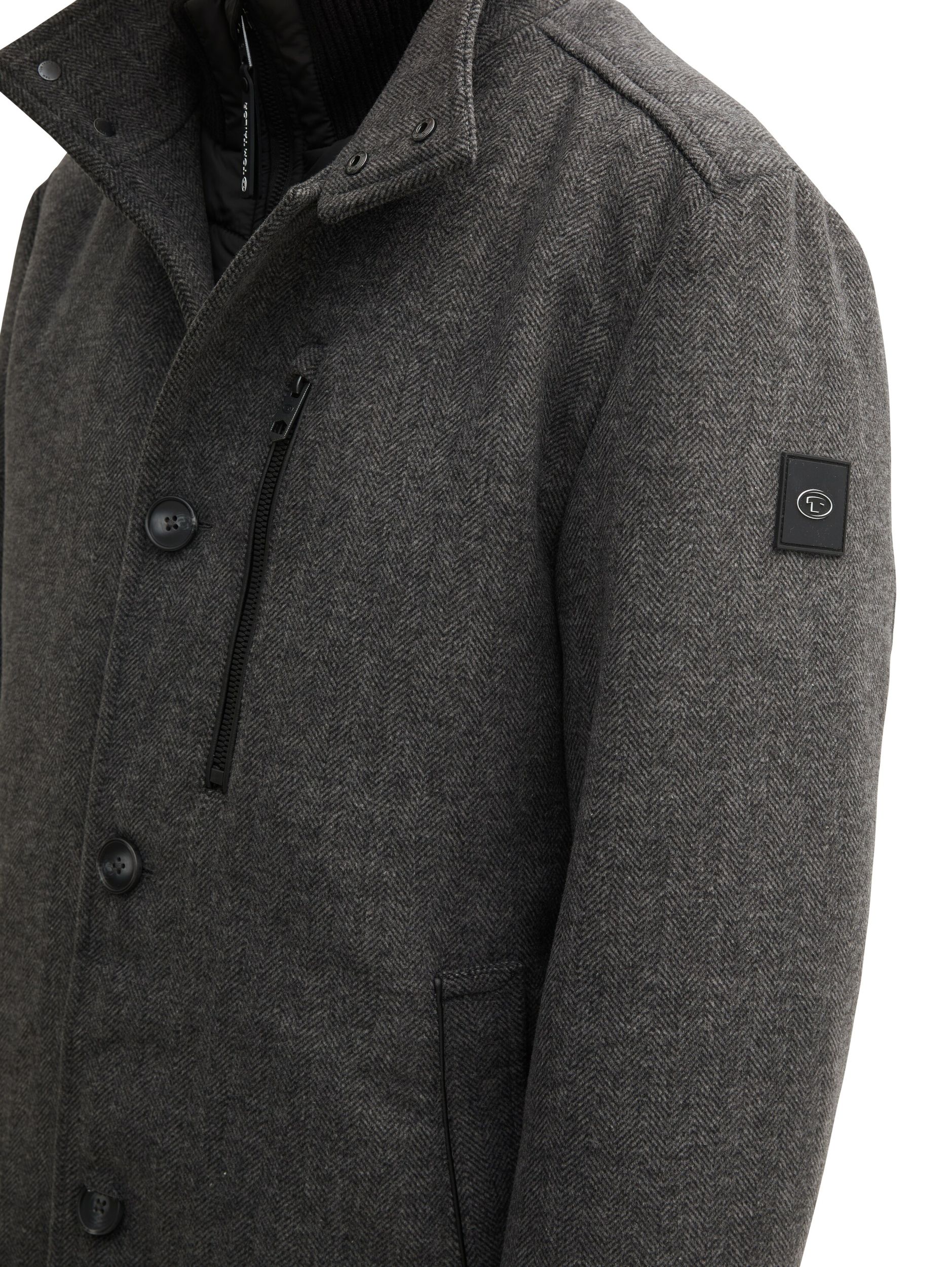 Tom Tailor |  Tom Tailor Klassischer Mantel  | XXXL | dark grey black herringbone