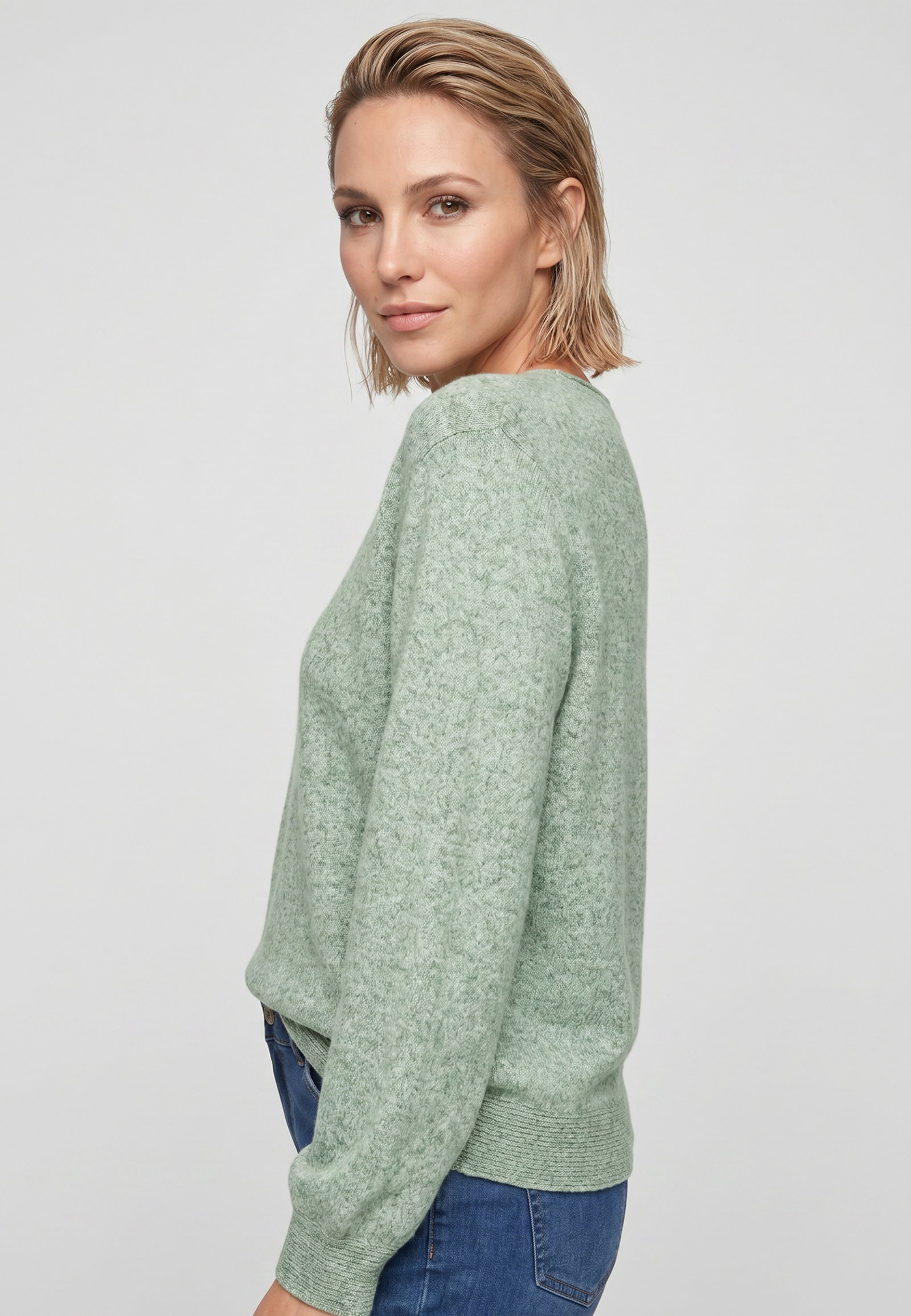 Pullover Long Sleeves, Moss Green Melange #4