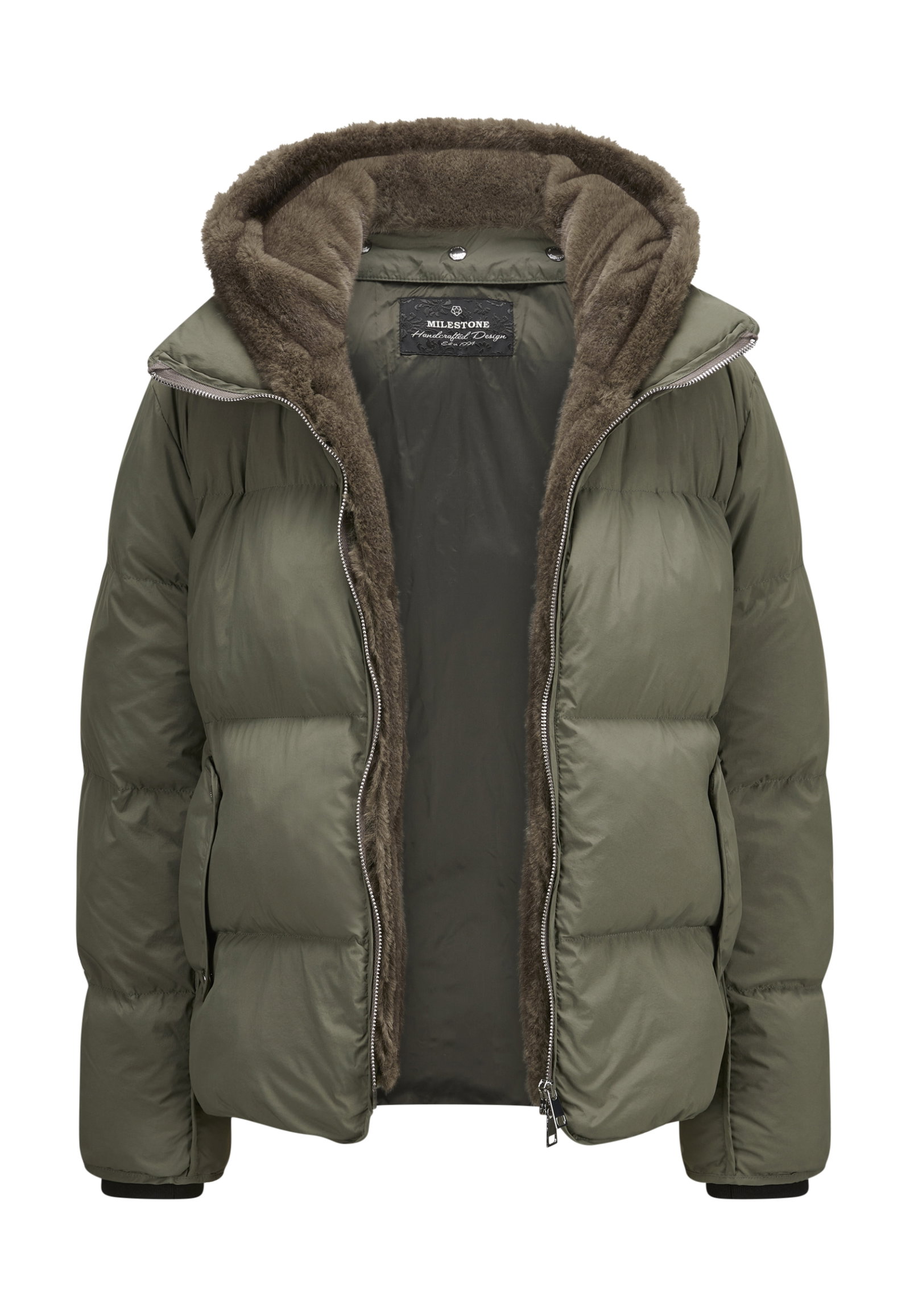 Milestone Daunenjacke MSElsie mit Fake-Fur-Details in Oliv #5