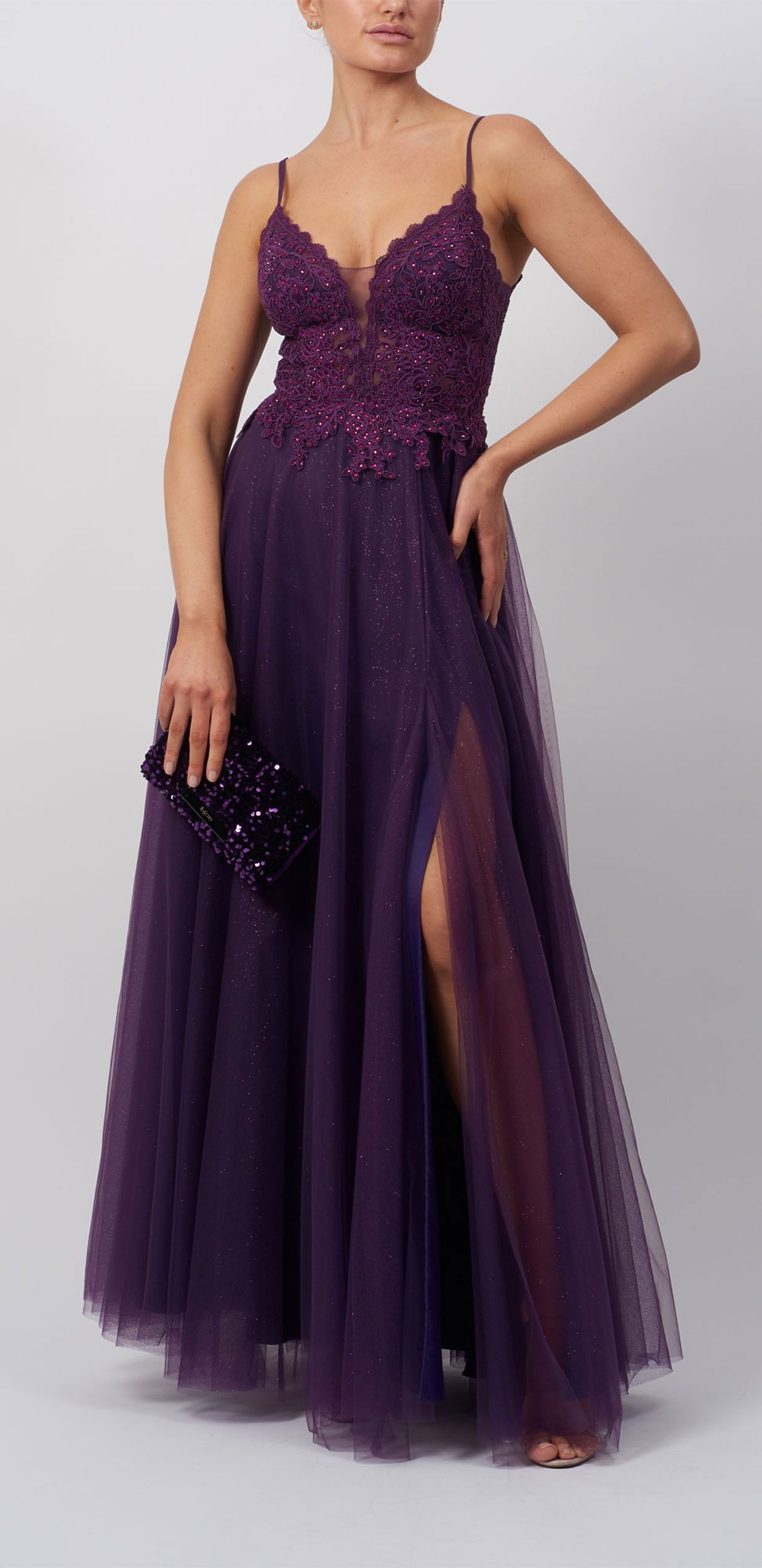  |  Kleid lang festlich | 44 | Dark Purple