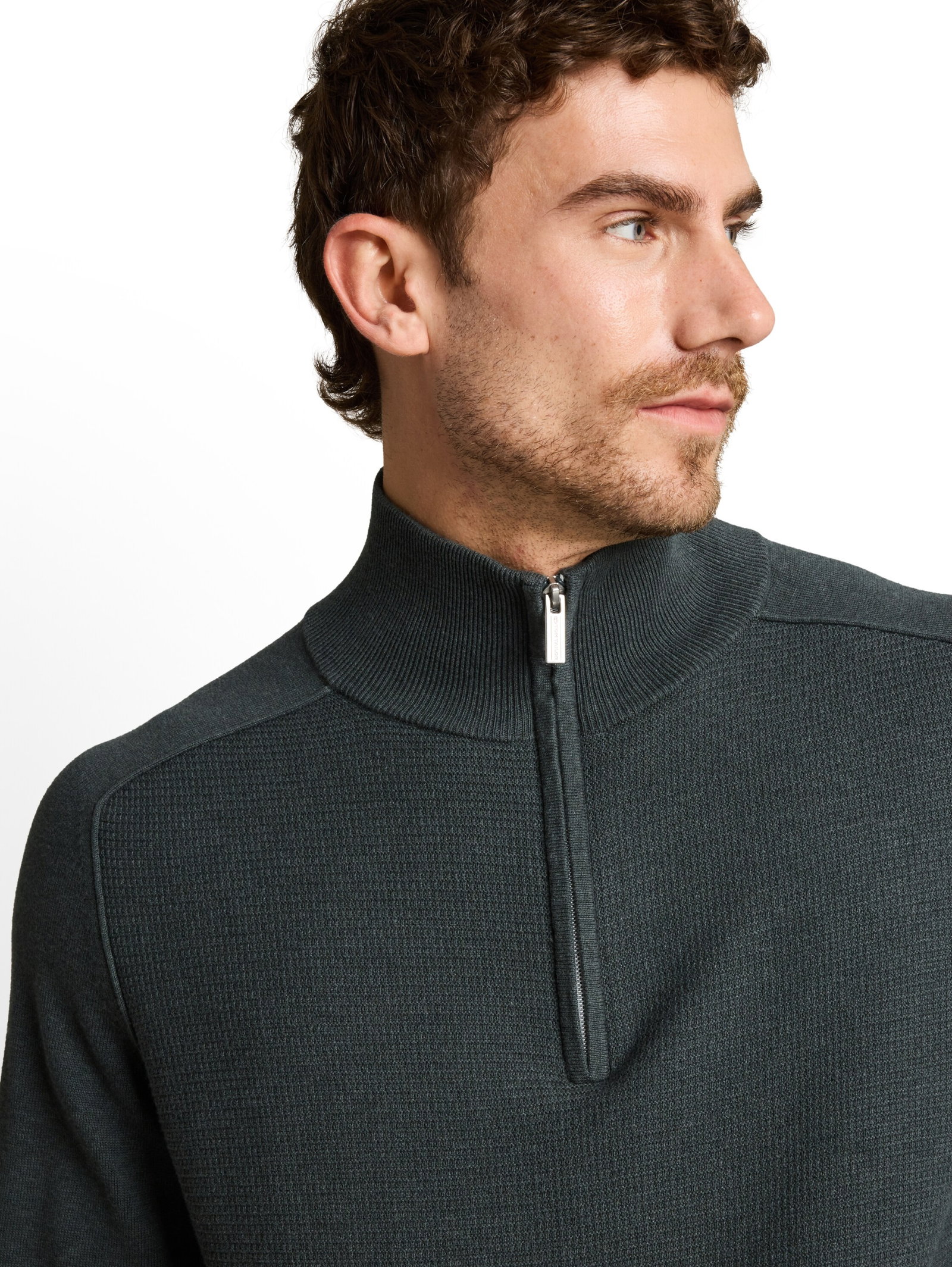 basic knit troyer, darkest olive melange #5