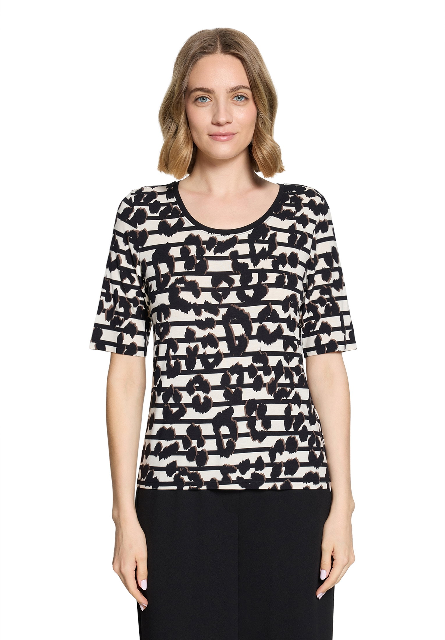 Shirt Kurz 1/2 Arm, Beige/Black #3