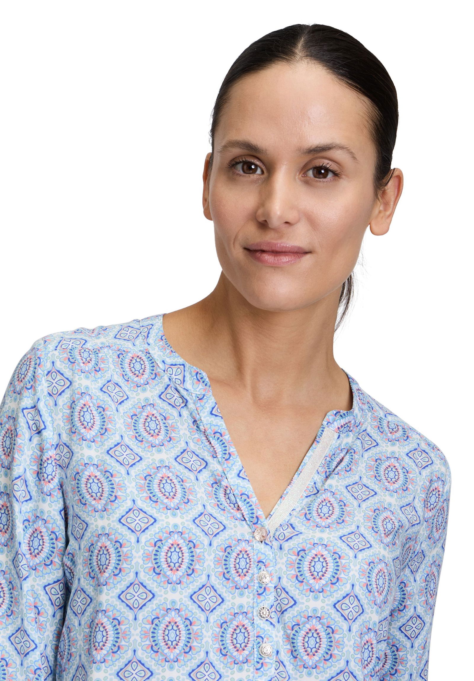  |  Bluse Kurz 3/4 Arm, Blue/Rosé | 40