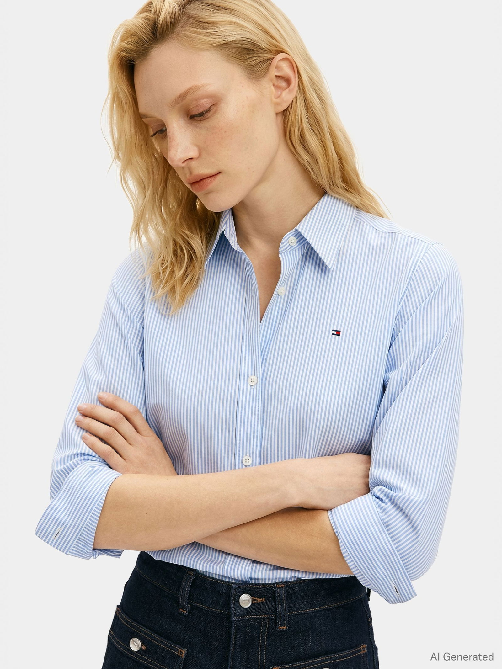 Tommy Hilfiger |  Tommy Hilfiger Druckbluse  | 40 | breton stp / breezy blue white