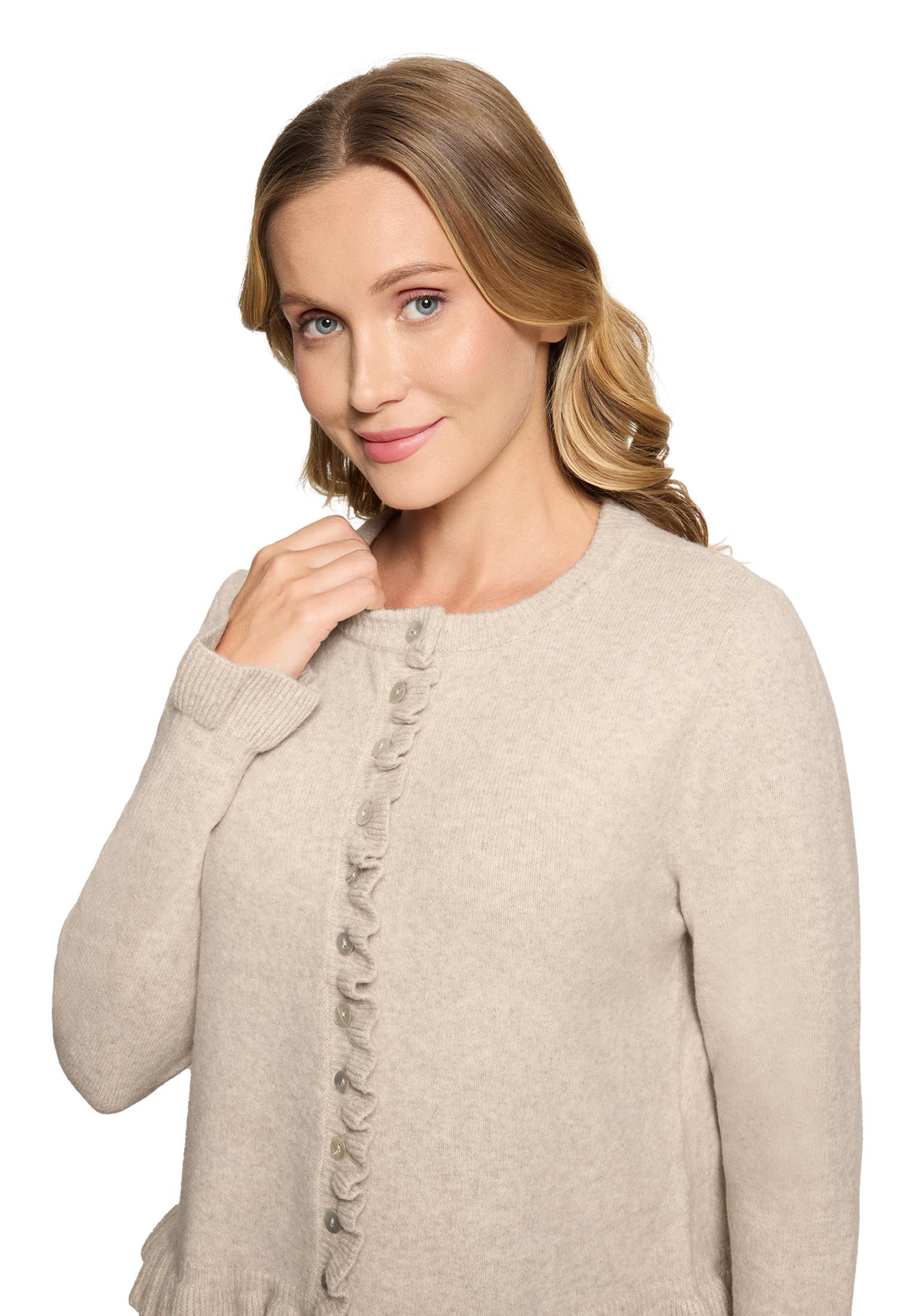 Strickjacke Kurz 1/1 Arm, Light Beige Melange #6