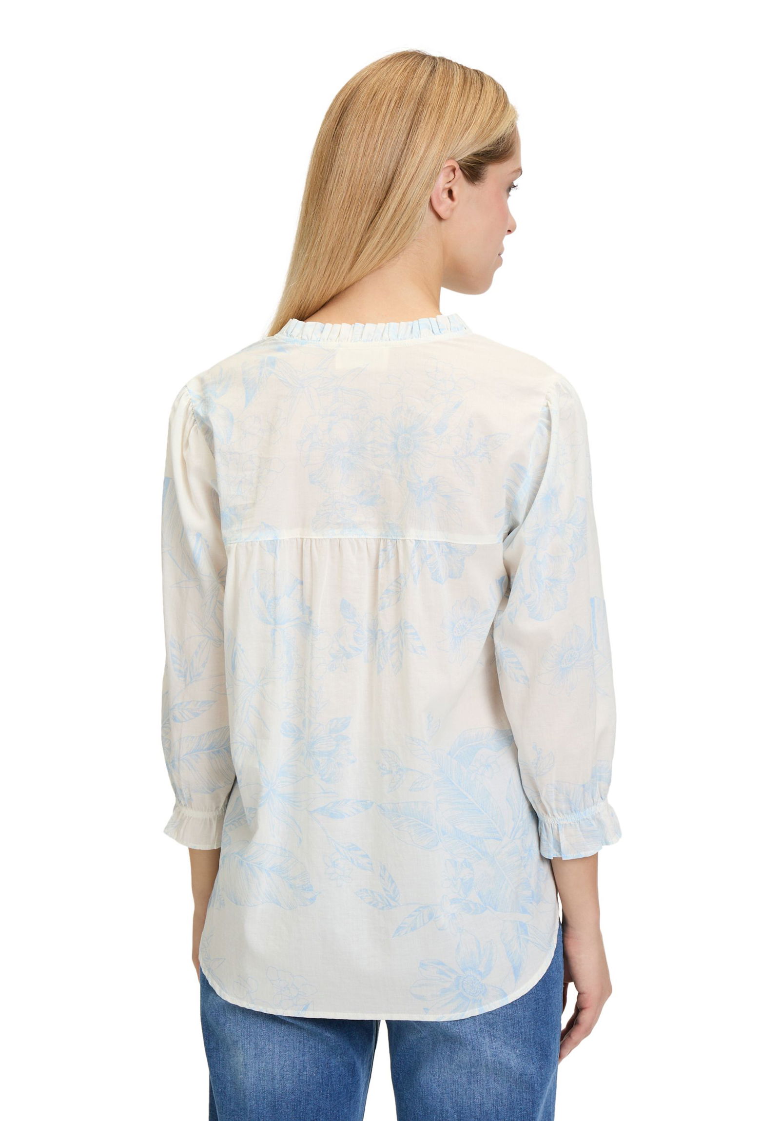  |  Bluse Kurz 3/4 Arm, White/Blue | 38 | weiß/blau