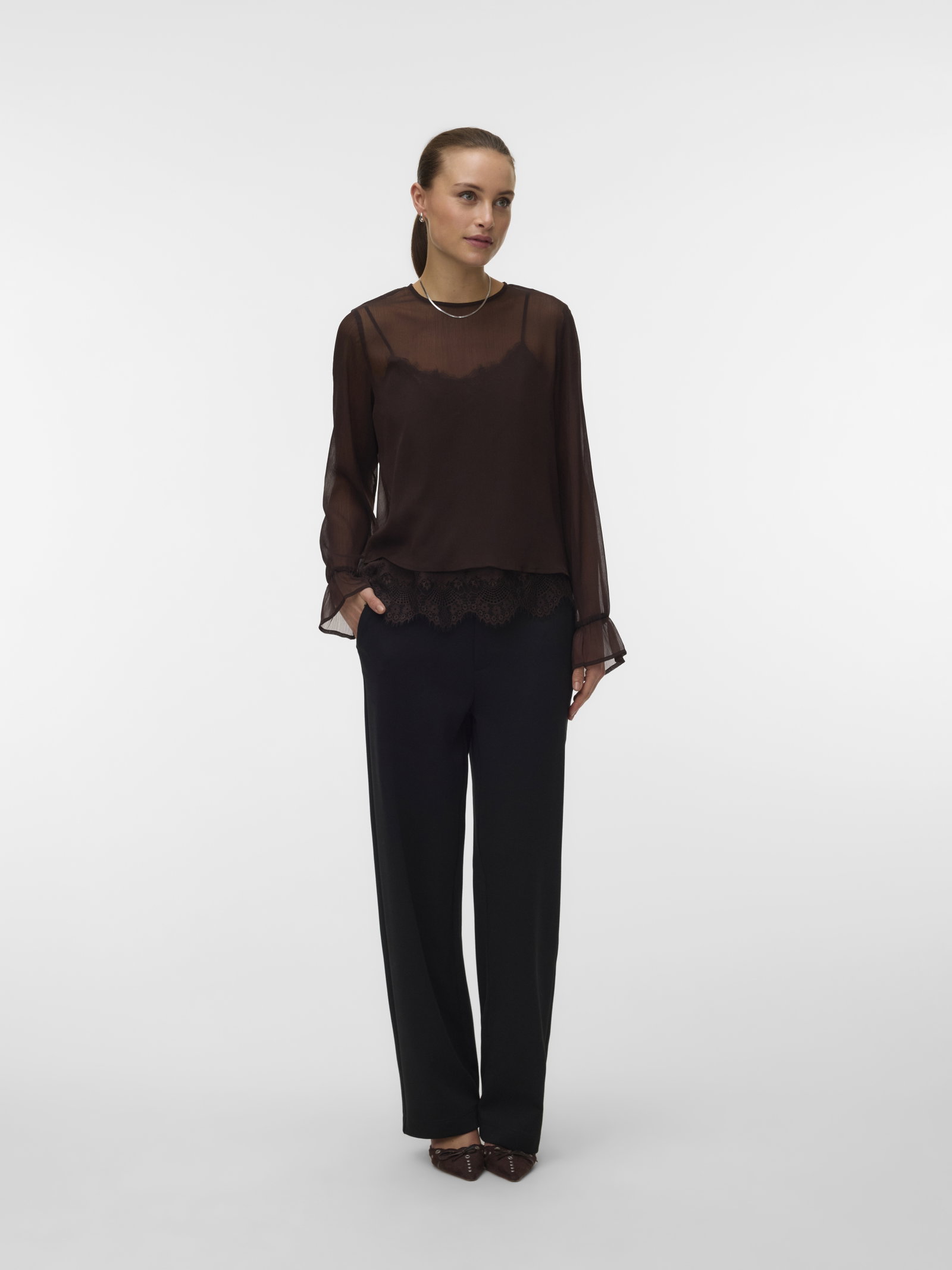 VMLALIE LS LACE TOP WVN, Chocolate Torte #2