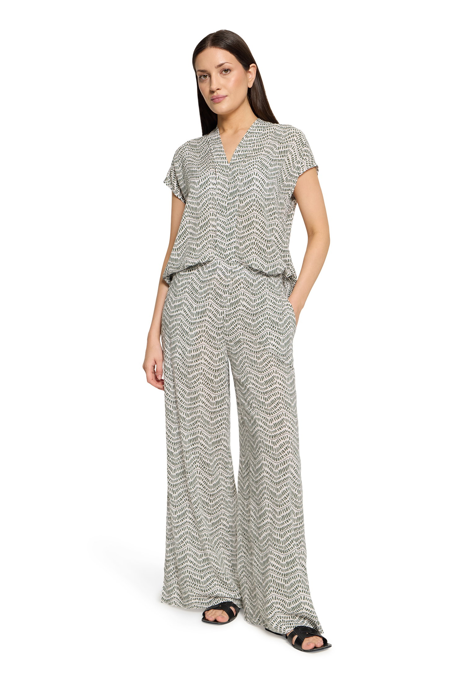 Bluse Kurz 1/2 Arm, Cream/Khaki #5
